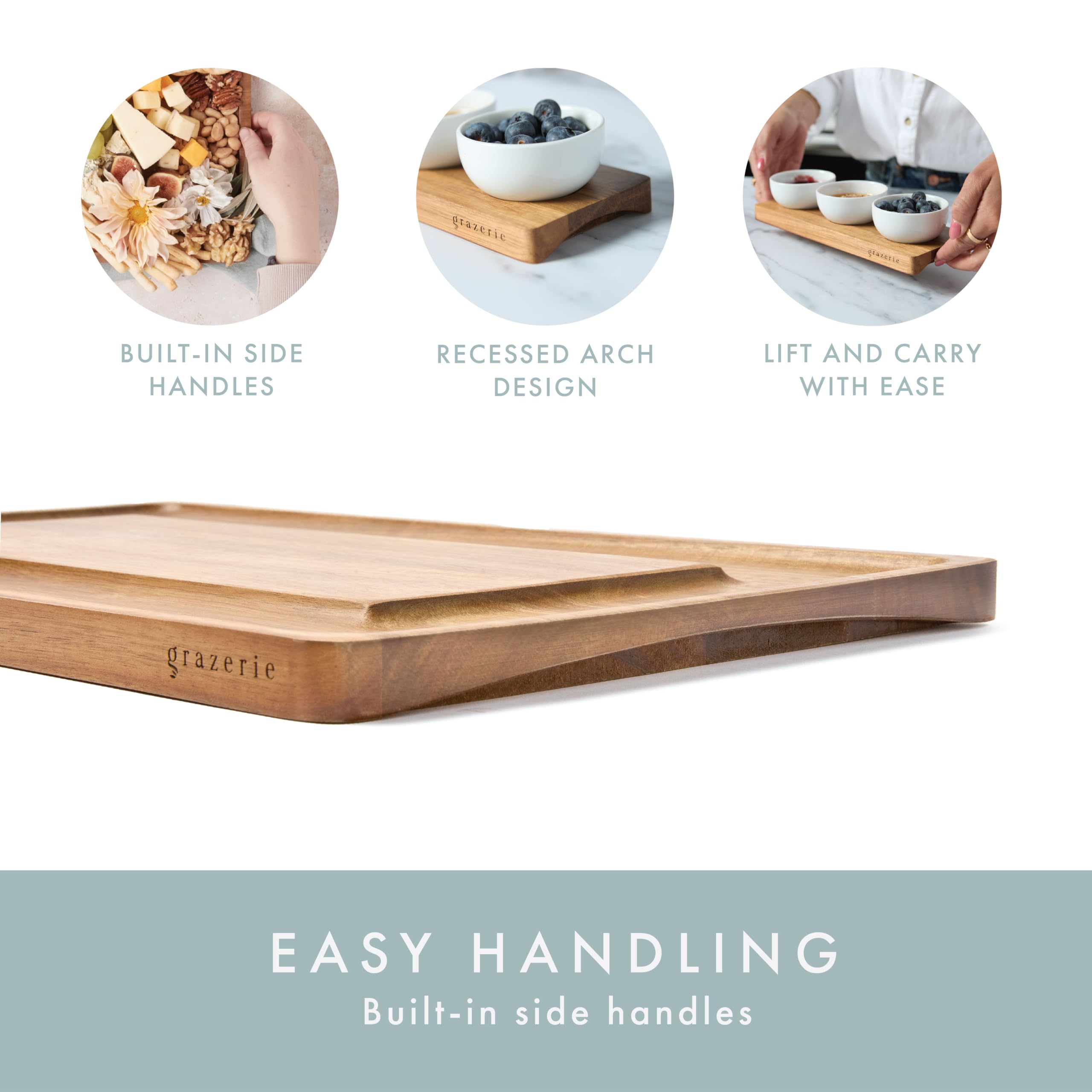 Premium Acacia Wood Charcuterie Board Set - 11-Piece Serving Tray with Side Handles, Cheese Knives & Bowls - Perfect for Wine Parties, Cheese Platters & Entertaining Gifts