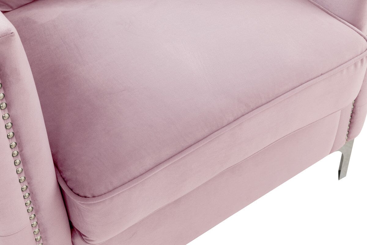Bayberry Pink Velvet Sofa Loveseat Set - Modern 2-Piece Living Room Furniture for Small Spaces, Cozy Apartment & Home Decor | Perfect for Lounge, TV Watching & Guest Seating