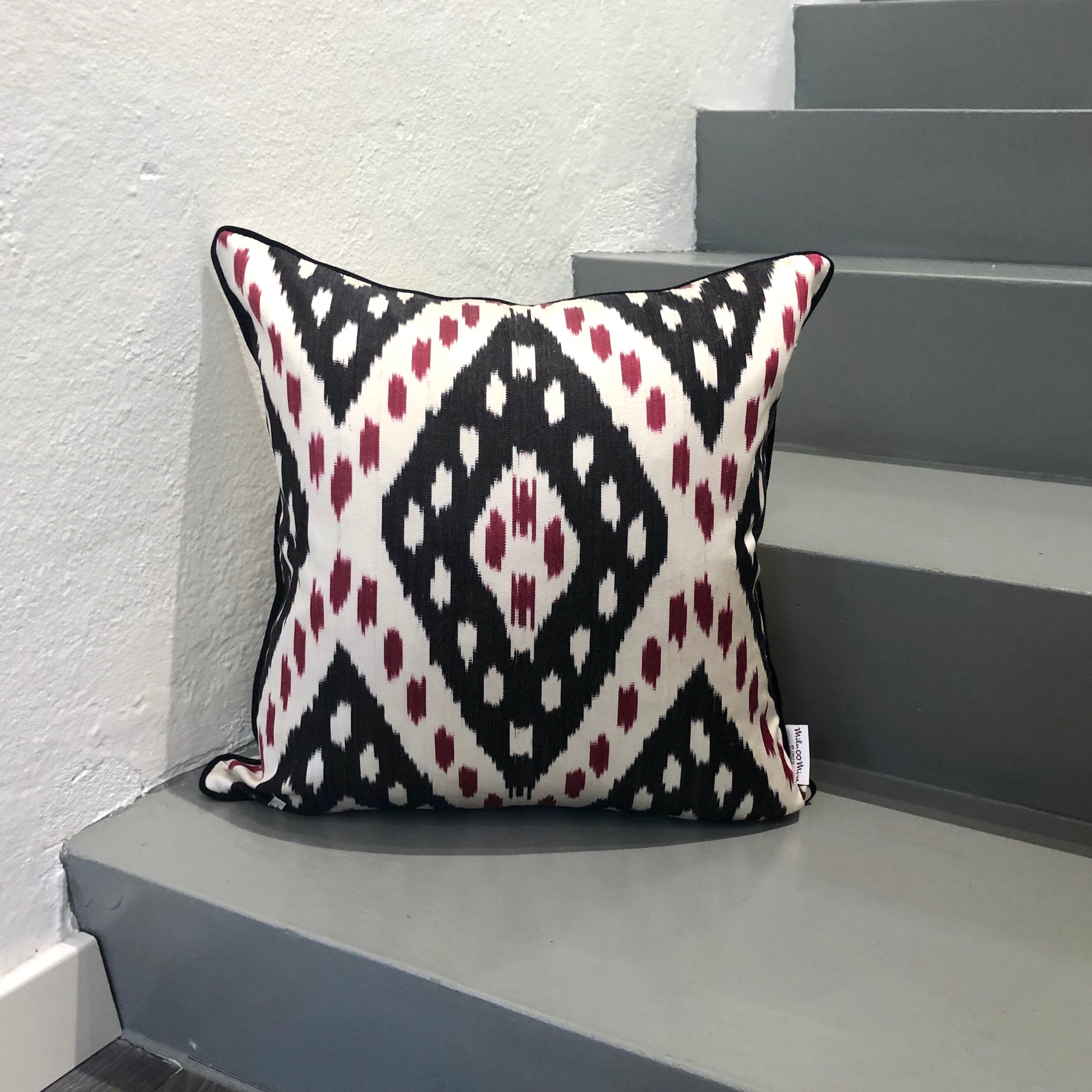 Luxury Silk Ikat Cushion Cover | Handmade Bohemian Decorative Pillow Case | Perfect for Sofa, Bedroom & Home Decor