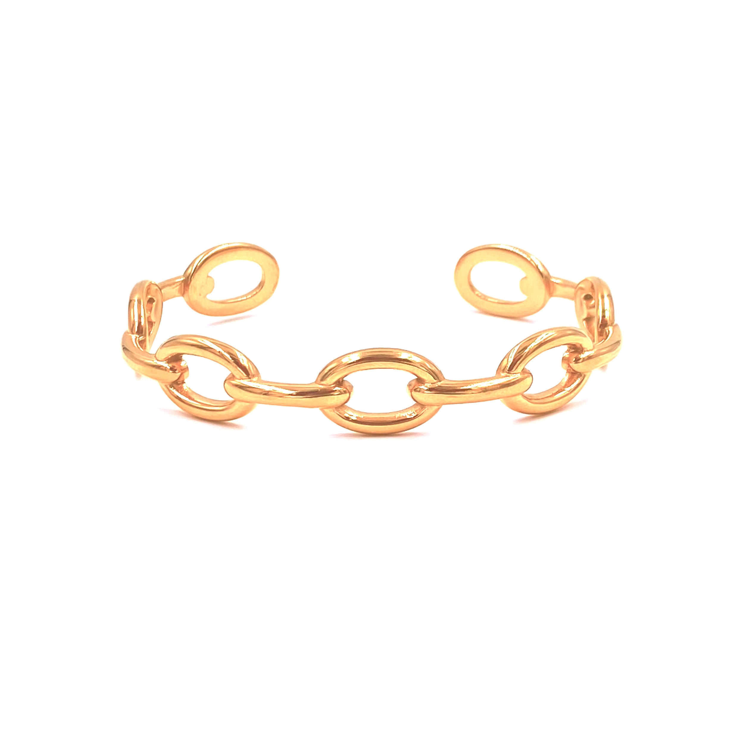Ashley Gold Stainless Steel Gold Plated Round Link Chain Bangle Bracelet for Women - Elegant Jewelry Gift for Birthday, Anniversary & Special Occasions