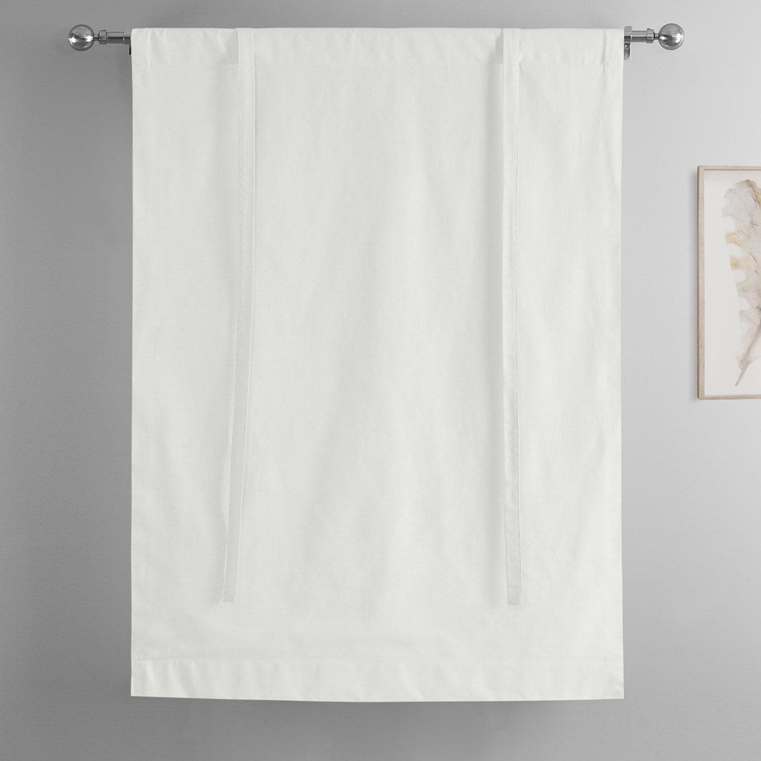 Prime White Dune Textured Solid Cotton Room Darkening Tie Up Window Shade - Blackout Curtain for Bedroom, Living Room & Nursery - Light Blocking, Noise Reducing Window Treatment