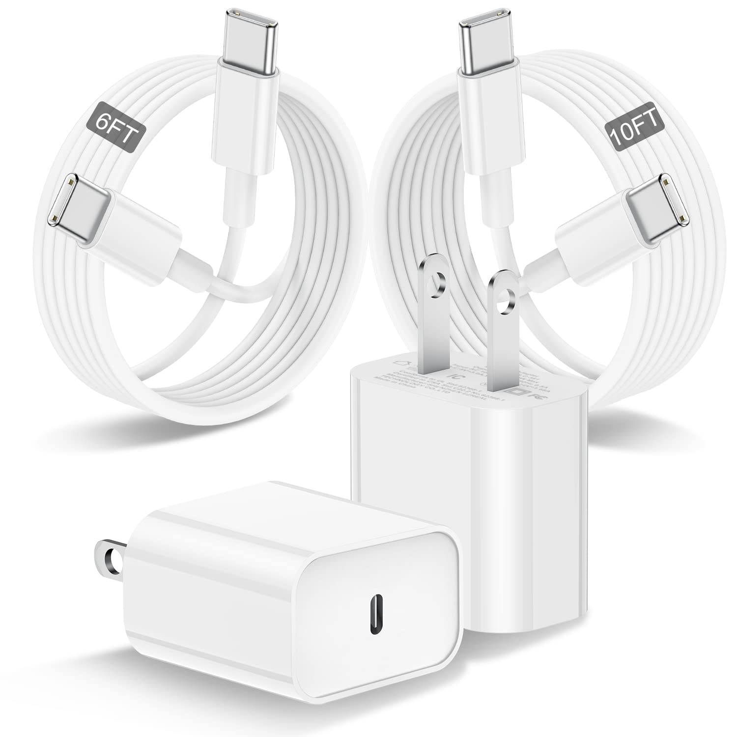 20W USB-C Fast Charger for iPad Pro 12.9/11 inch (2021/2020/2018), iPad Air 10.9 inch (2022/2020), iPad Mini 6th Gen (2021) - 60W USB C to C Cable Included (10FT) - Perfect for Home, Office & Travel Charging