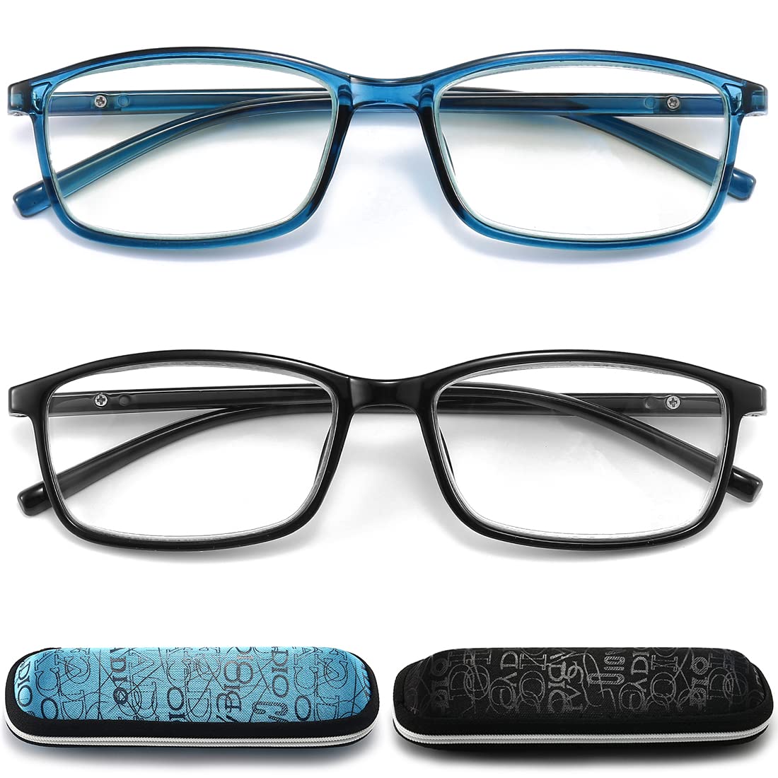 Blue Light Blocking Reading Glasses for Men & Women - 2 Pack Anti Glare Computer Glasses with Case (3.0 Magnification) for Office Work, Gaming & Screen Time Protection