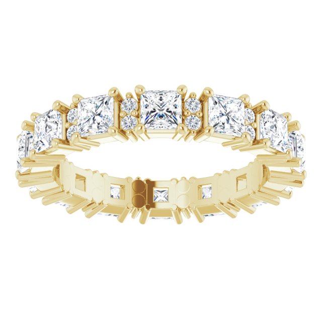 2.77 Carat Princess & Round Diamond Eternity Band Wedding Ring - 14K White Gold Bridal Stackable Ring for Anniversary, Engagement, or Special Occasion Gift