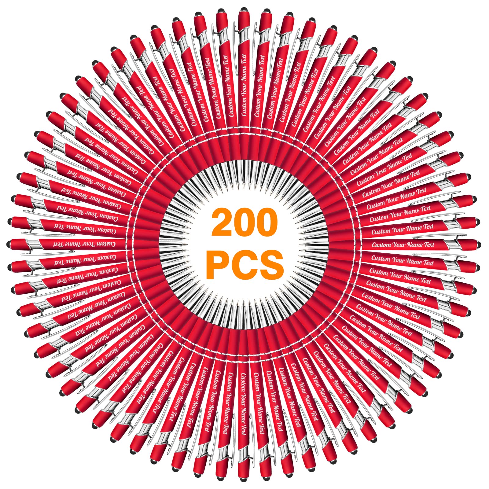 200 Pcs Custom Engraved Ballpoint Pens Bulk - Personalized with Business Name, Logo & Message - Soft Black Ink Stylus Touch Metal Office Pens - Perfect for Corporate Gifts, Anniversaries, Graduations & Birthdays - Ideal for Promotions, Business Events & Employee Rewards