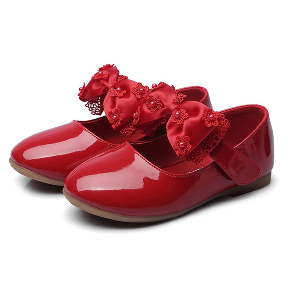 Toddler Ballet Flats with Bowknot - Girls Mary Jane Shoes for Party & School