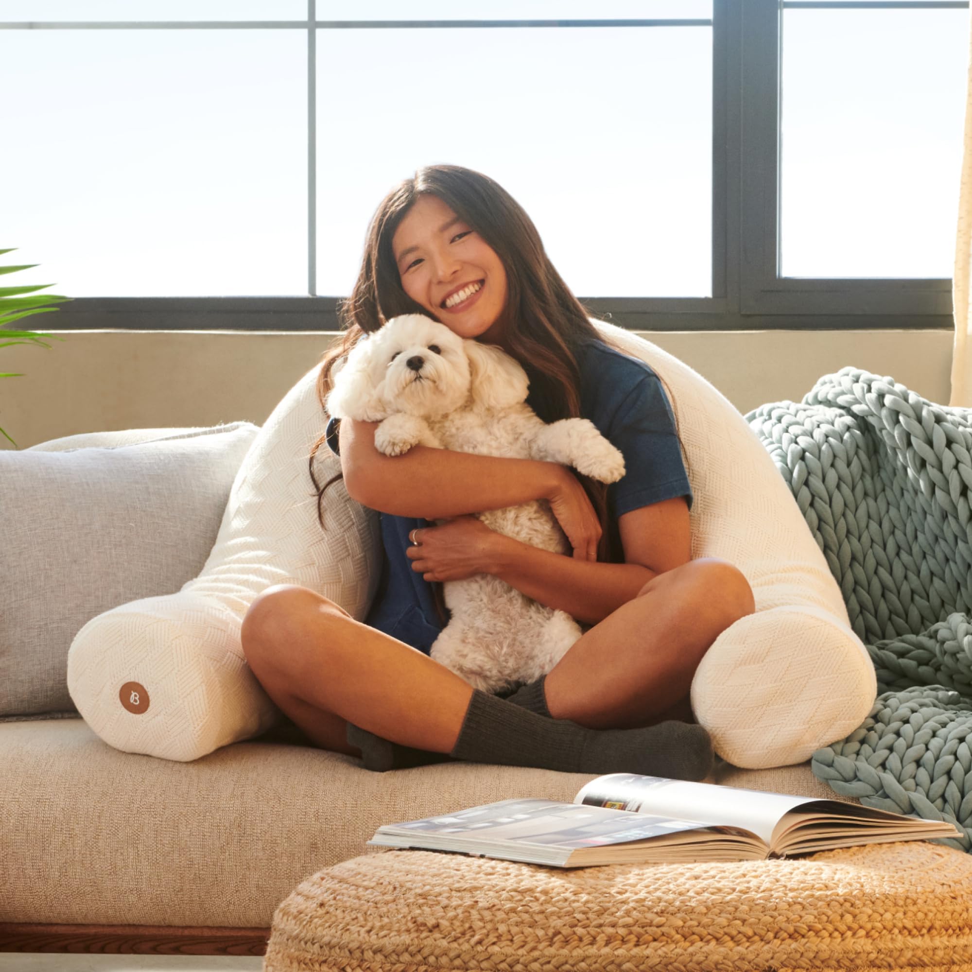 Bearaby Body Pillow for Adults & Pregnancy - Organic Cotton & Natural Rubber Foam Full Body Support Pillow - Perfect for Side Sleepers, Maternity Comfort & Stress Relief