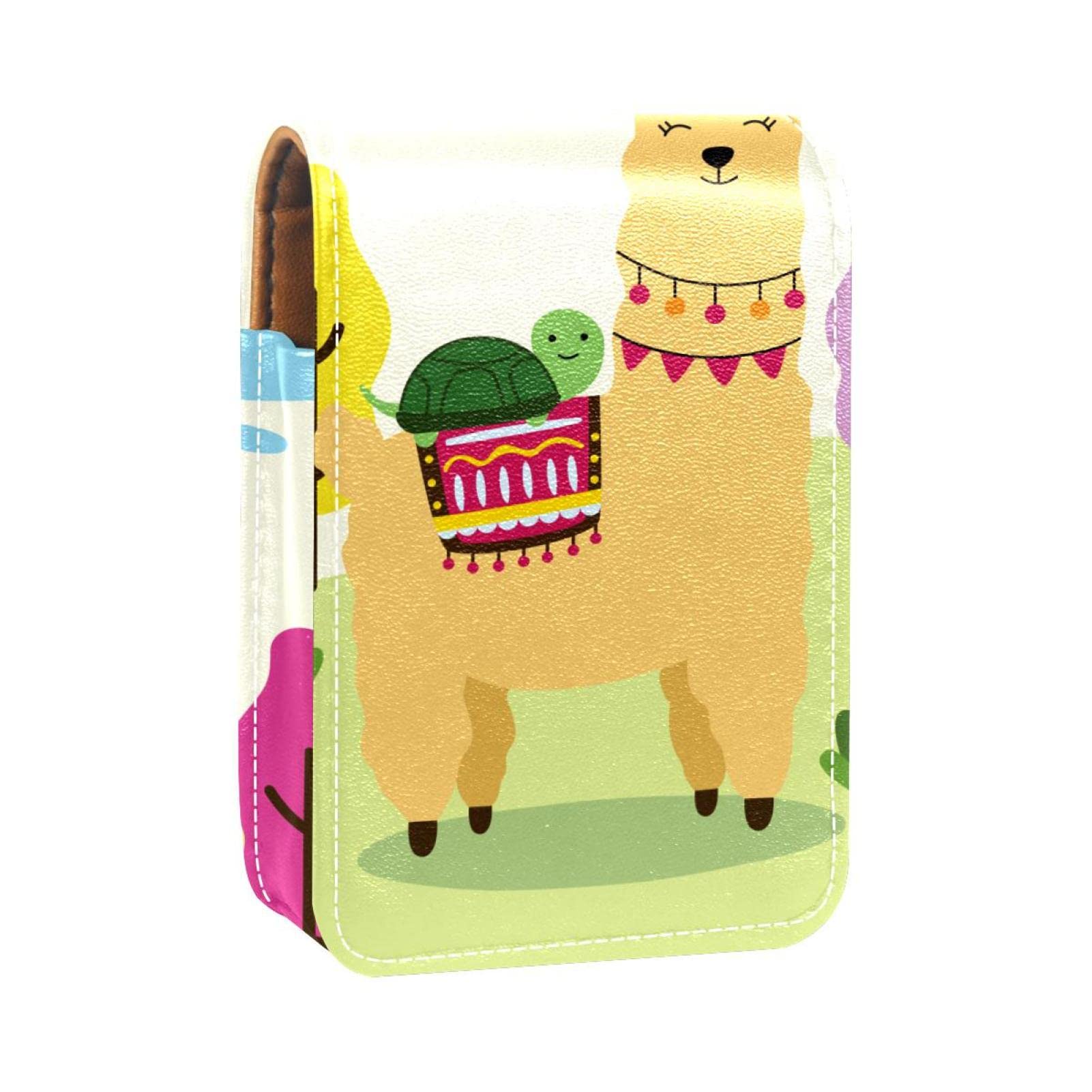 Personalized Lipstick Case - Portable Makeup Bag & Cosmetic Pouch Organizer for Lipsticks - Cute Alpaca Llama Turtle Tree Design - Perfect for Travel, Home & Office Makeup Storage