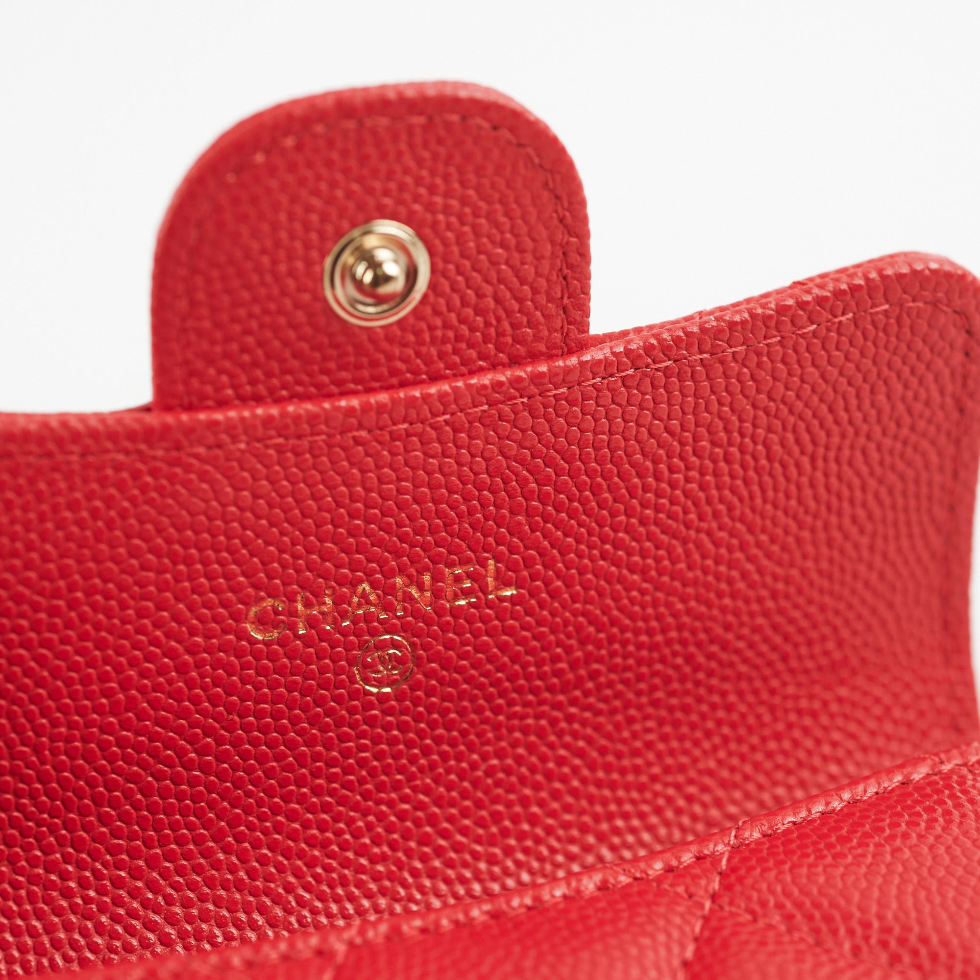 Chanel Small Flap Caviar Leather Red Card Holder Wallet - Luxury Compact Credit Card Case for Women, Perfect for Everyday Use & Gift Giving