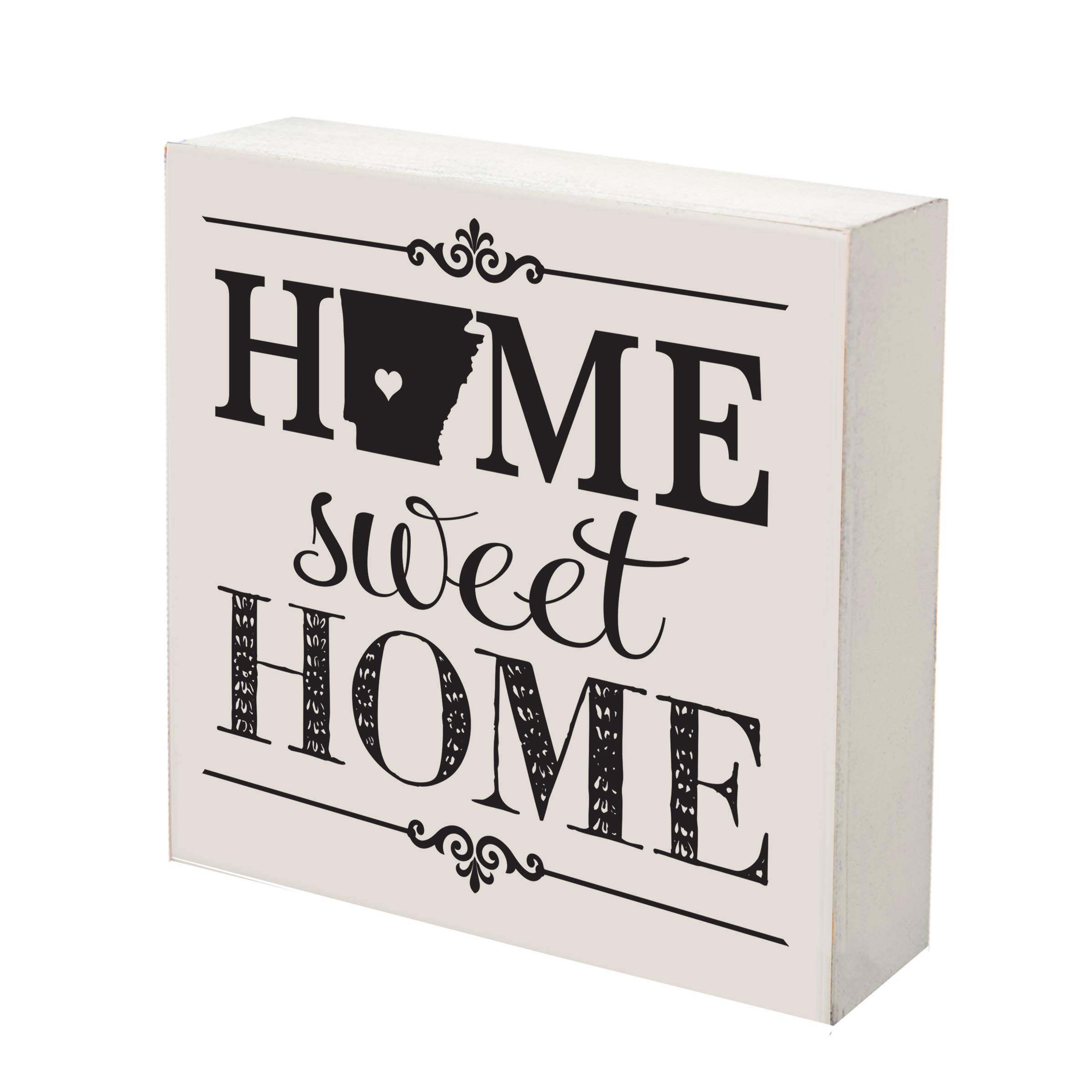 LifeSong Milestones Arkansas Home State Shadow Box - 6x6 White Wooden Keepsake for Wall Decor, Shelf Display & Housewarming Gifts | Perfect for Family Established Signs, Home Sweet Home Decor & Living Room/Bedroom Decorations