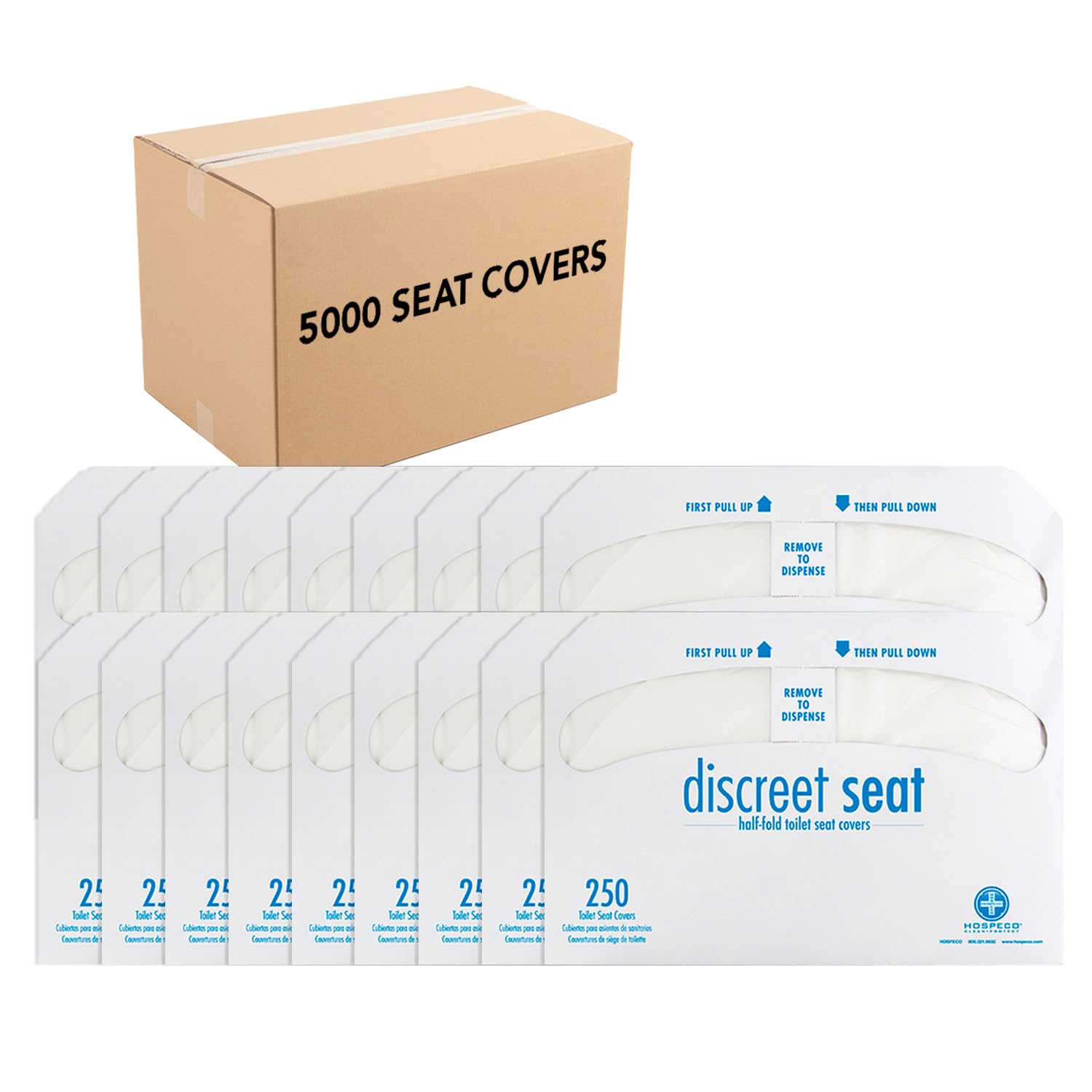 HOSPECO Discreet Half-Fold Toilet Seat Covers - 14.25