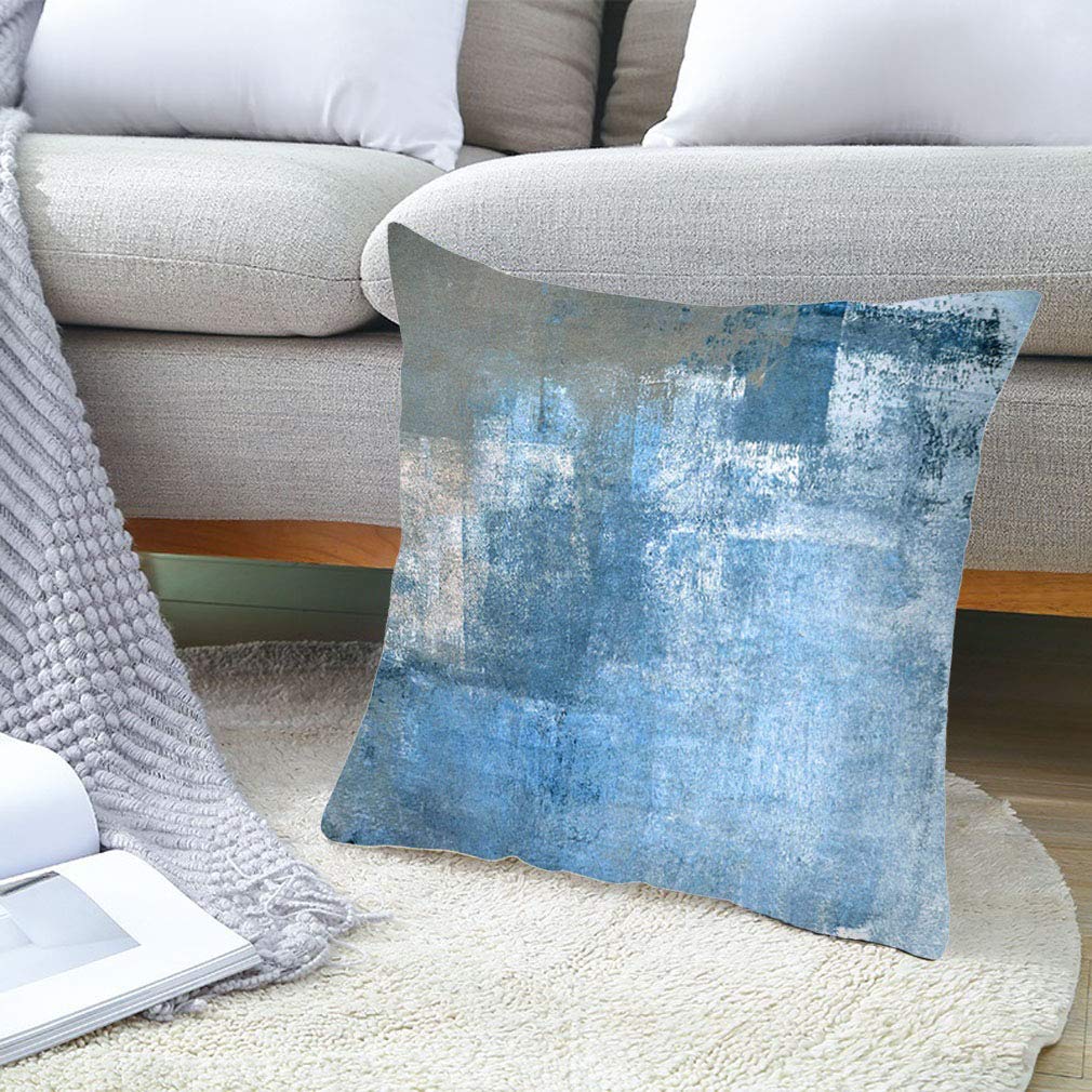 Blue Decorative Throw Pillow Covers 18x18 Inch - Set of 2 Soft Couch Cushion Covers for Living Room, Bedroom & Sofa - Perfect for Home Decor, Accent Pillows and Cozy Comfort