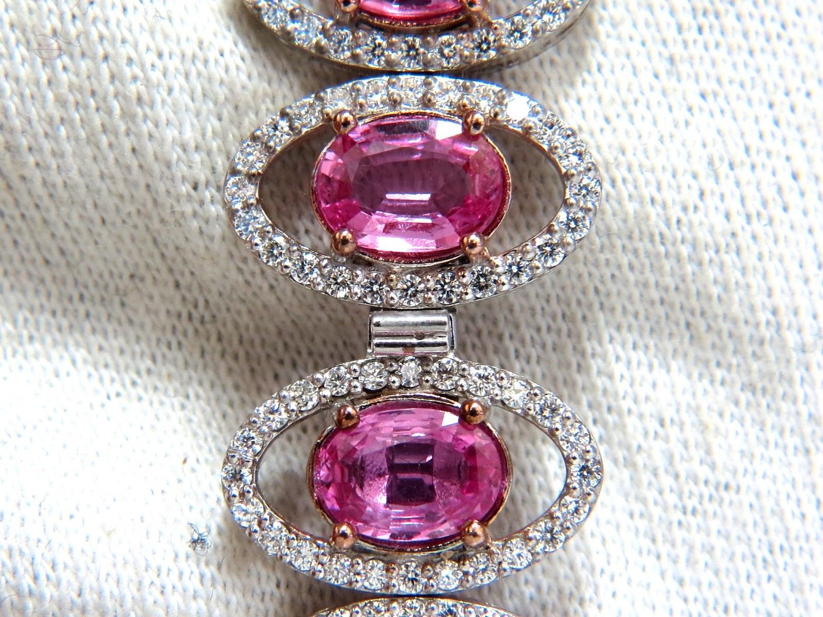 27.47ct Natural Vivid Pink Sapphire & Diamond Bracelet in 14K Gold - G/VS Pink Halo Prime | Elegant Jewelry for Weddings, Anniversaries & Special Occasions