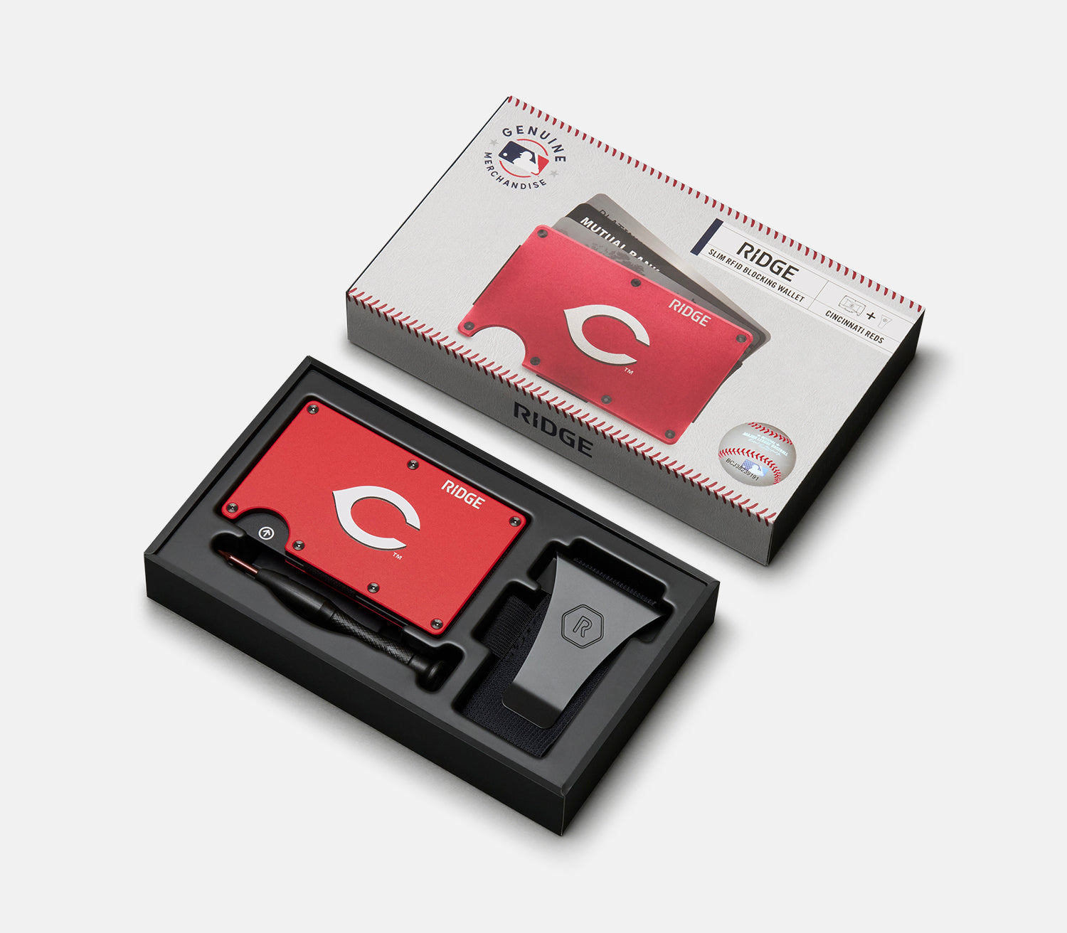 Ridge Wallet for Men - Slim RFID Blocking Minimalist Front Pocket Wallet - Cincinnati Reds Team Design - Perfect for Everyday Carry, Travel, and Gifts