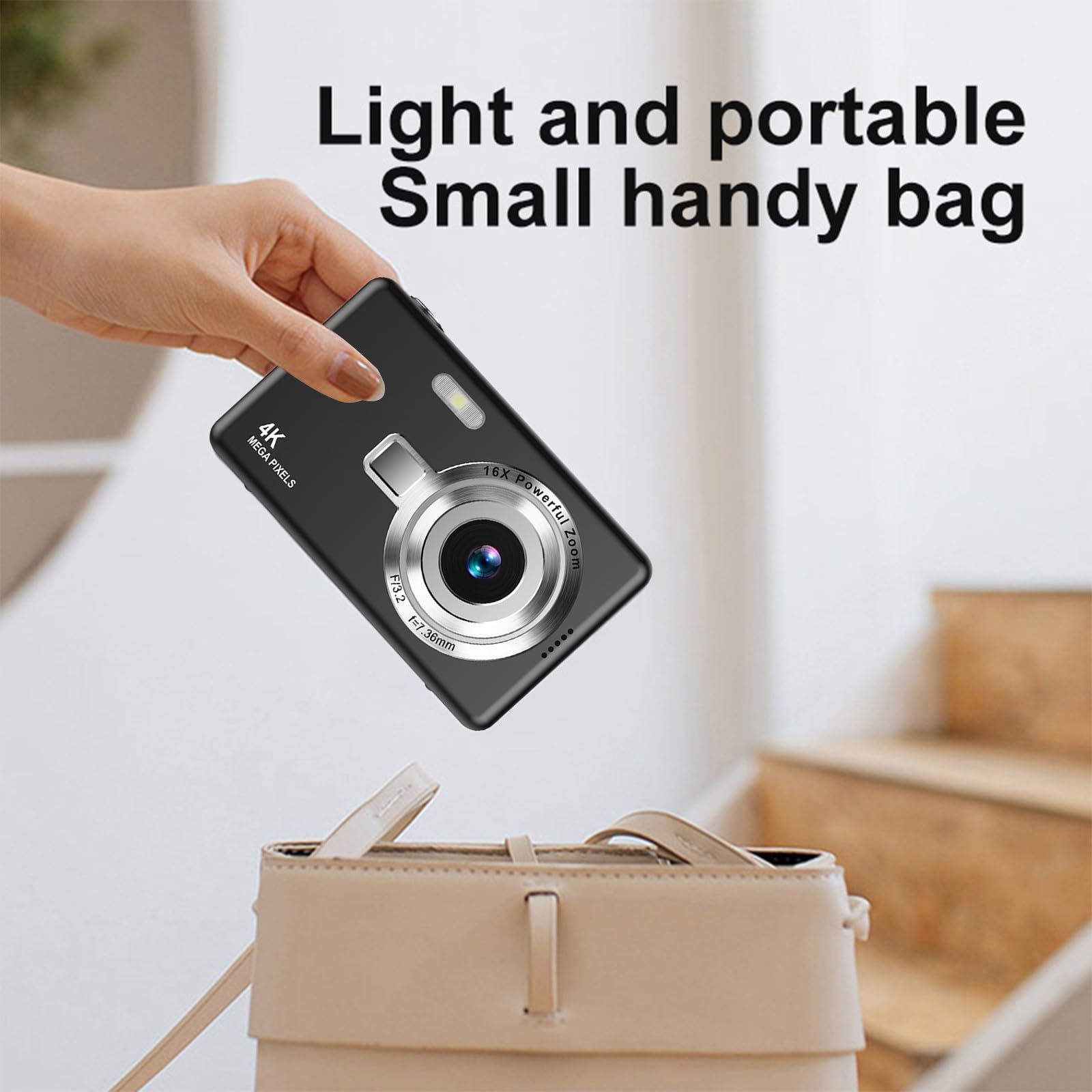 48MP 1080P HD Digital Camera with Electronic Stabilization & 16X Zoom - Portable CCD Camera for Travel, Vlogging, and Photography | Perfect for Beginners and Professionals
