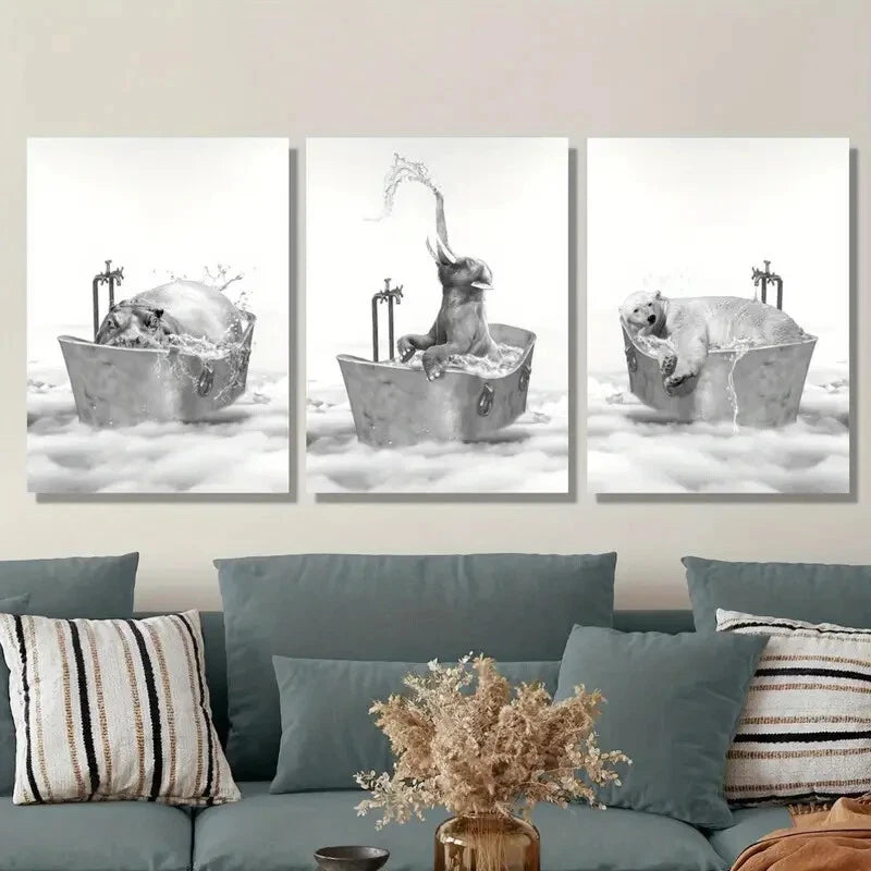 3-Piece Animal Illustration Metal Wall Art Prints - Ready to Hang Home Decor for Living Room, Bedroom & Office