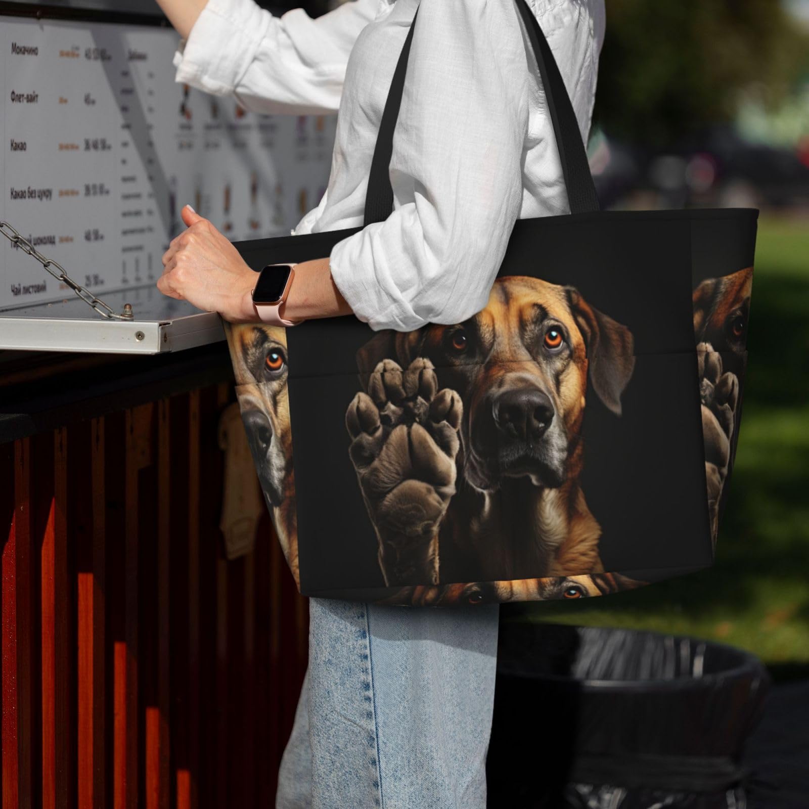 Waterproof Pet Paw Print Gym Shoulder Bag - Large Fashion Tote for Dogs, Beach & Travel - Perfect for Summer Outings, Dog Parks & Outdoor Adventures