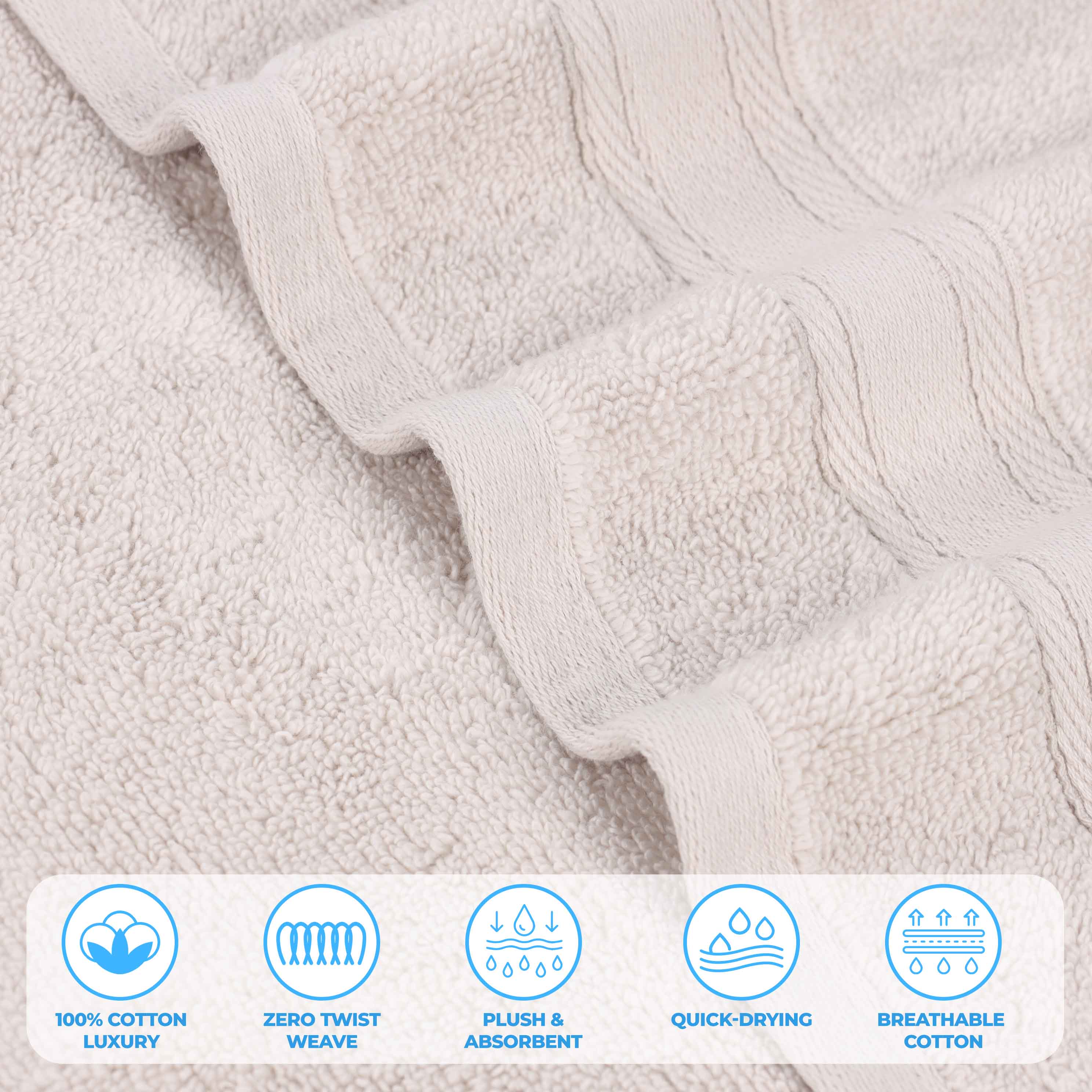 Belmont Zero Twist Cotton Medium Weight Absorbent 3-Piece Bath Towel Set | Soft & Quick-Drying | Perfect for Bathroom, Spa & Gym Use
