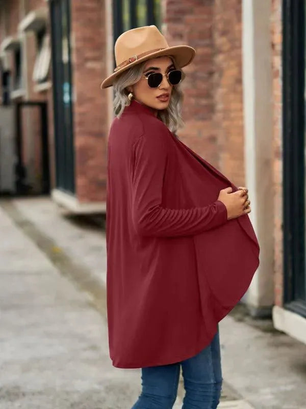 Women's Solid Color Loose Fit Cardigan Sweater - Lightweight Knit Open Front Long Sleeve Cover Up for Casual Wear, Office, and Layering