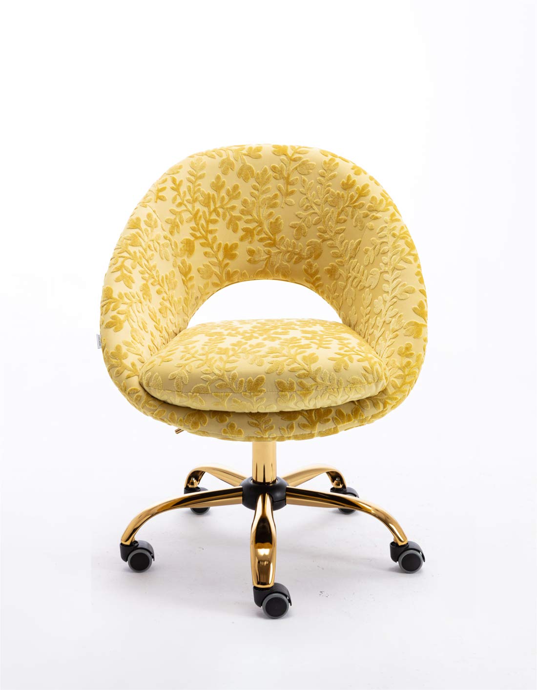 Ergonomic Swivel Office Chair - Adjustable Height Fabric Task Chair with Armrests for Home Office, Computer Desk, Gaming & Study - Modern Comfortable Work Chair for Living Room, Bedroom & Small Spaces (Yellow)