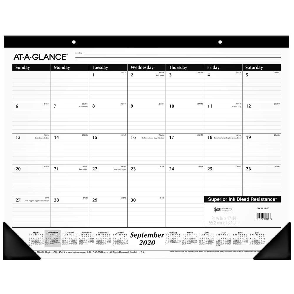 AT-A-GLANCE 2020-2021 Academic Monthly Desk Calendar - 21.75