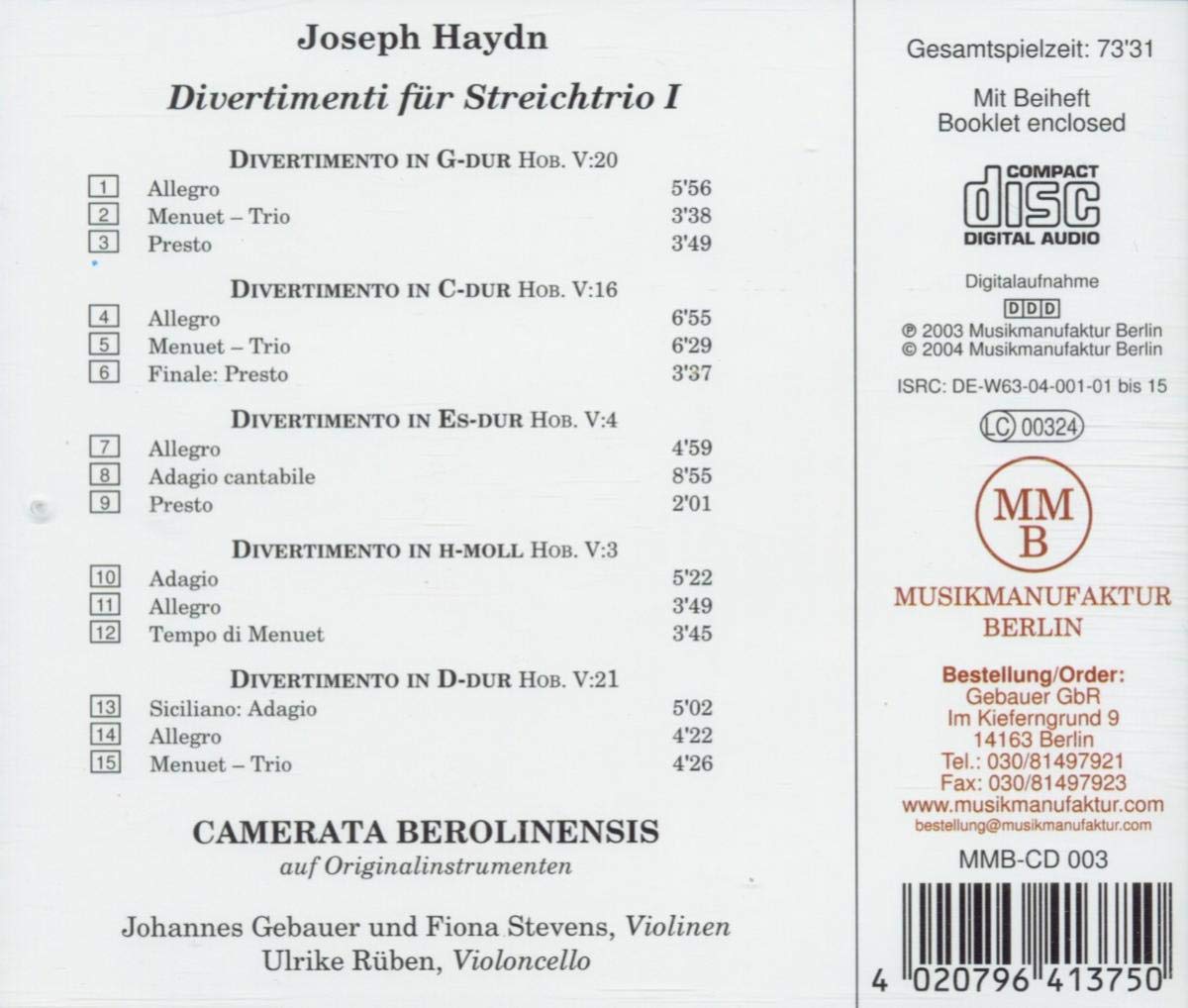 Haydn String Trio Divertimenti Vol. I - Classical Music for Relaxation, Dinner Parties & Elegant Gatherings