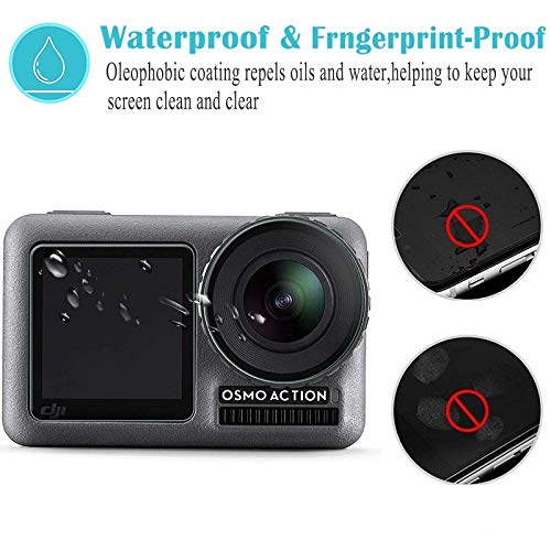 2 Pack Tempered Glass Screen Protector for DJI OSMO Action Camera - Scratch-Resistant Front/Back Lens Protective Film - Perfect for Outdoor Sports, Vlogging & Adventure Photography Accessories
