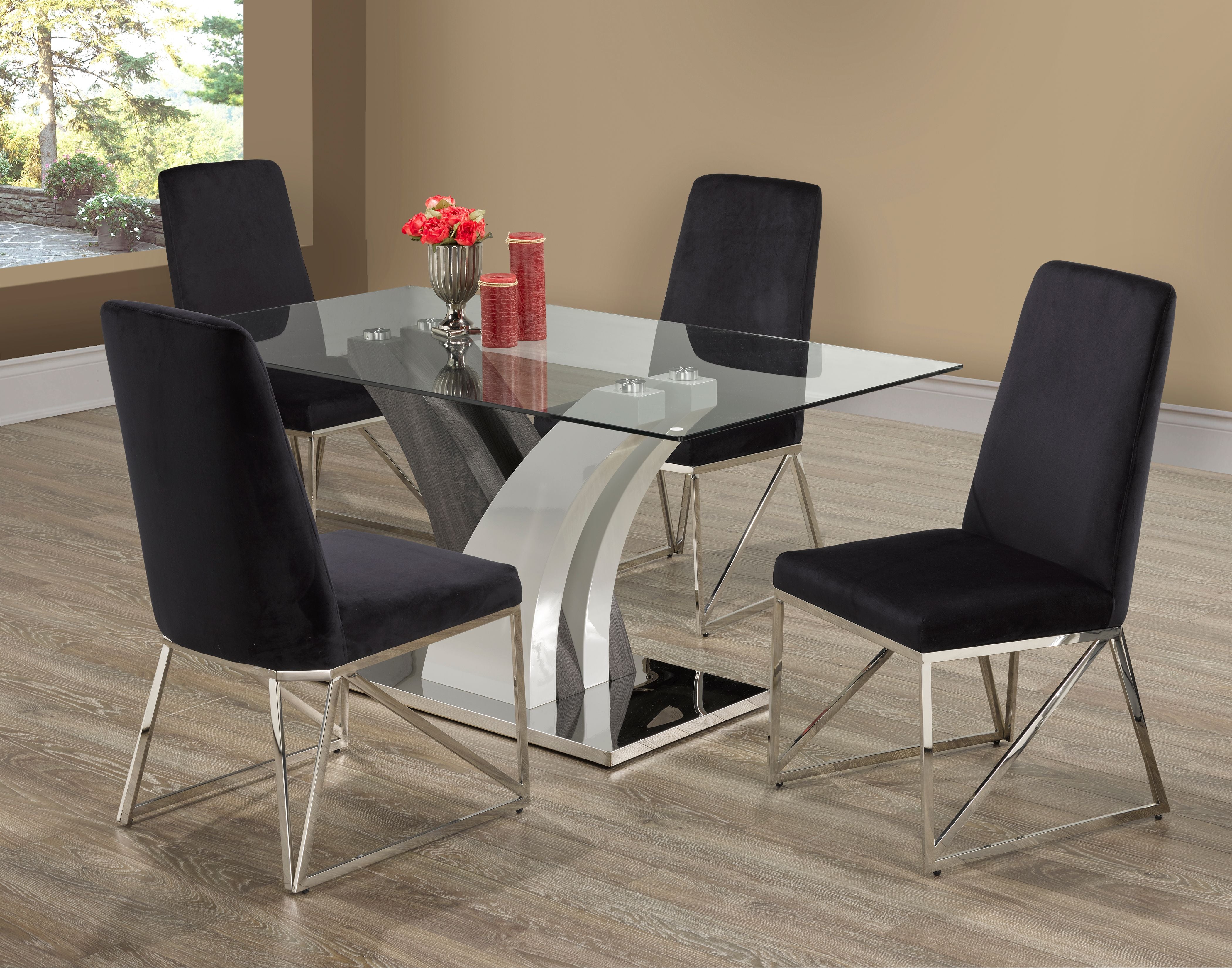 5-Piece Black Dining Room Set - Modern Kitchen & Dining Table Chairs for Family Meals & Entertaining