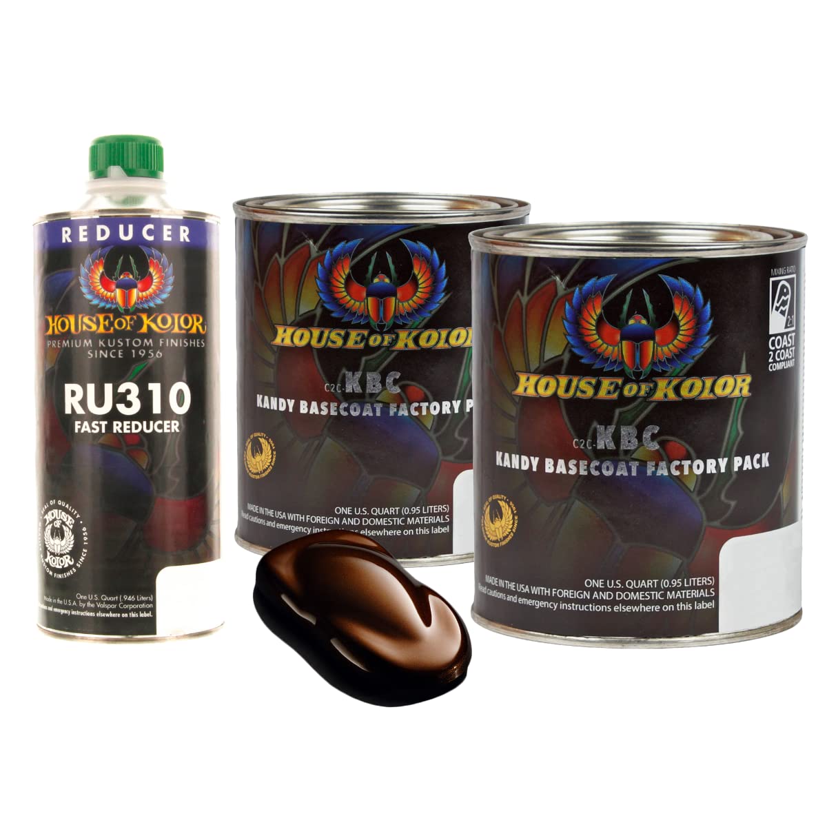 House of Kolor C2C-KBC07 Rootbeer Kandy Basecoat 2 Quart Kit with Fast Reducer - Premium Automotive Paint for Custom Cars, Motorcycles & Hot Rods - Perfect for Show-Quality Finishes & Restoration Projects