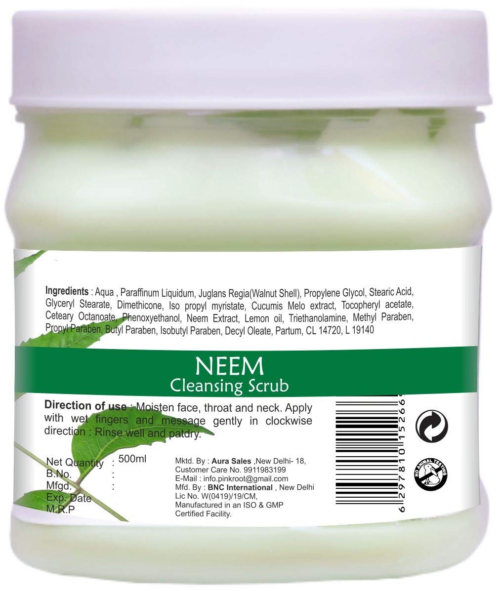 Pink Root Green Tea Massage Gel & Neem Scrub Set - 500ml Each for Relaxation & Skin Exfoliation | Spa & Home Self-Care Essential