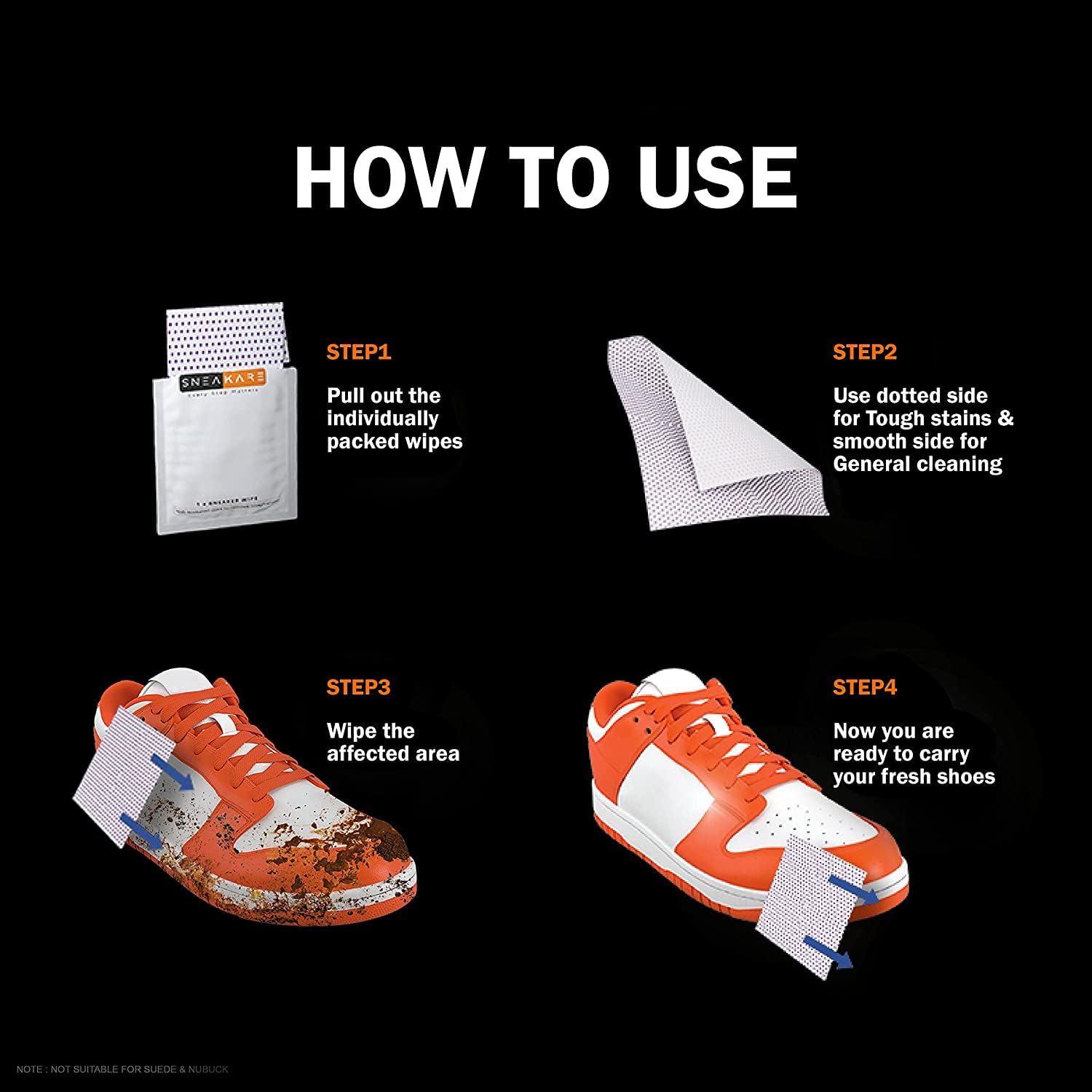 Premium Sneaker Cleaning Wipes (6-Pack) - Travel-Friendly Disposable Shoe Cleaner for White & Textured Shoes | Quick Shoe Care On-the-Go, Gym, Office & Outdoor Use