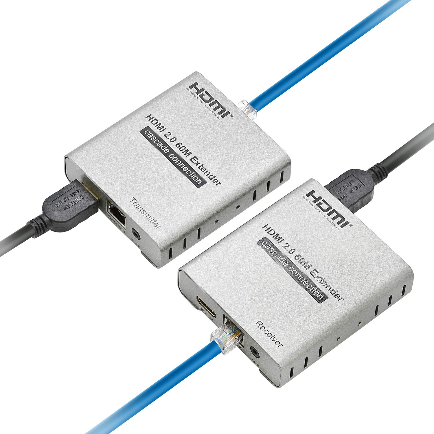 4K@60Hz HDMI 2.0 Extender Over Cat5e/Cat6/Cat7 Ethernet Cable - 200ft 4K@30Hz/1080p 400ft Range - HDR, YUV 4:4:4, HDCP 2.2 - Loop-Out & IR Control - Perfect for Home Theater, Conference Rooms and Gaming Setup