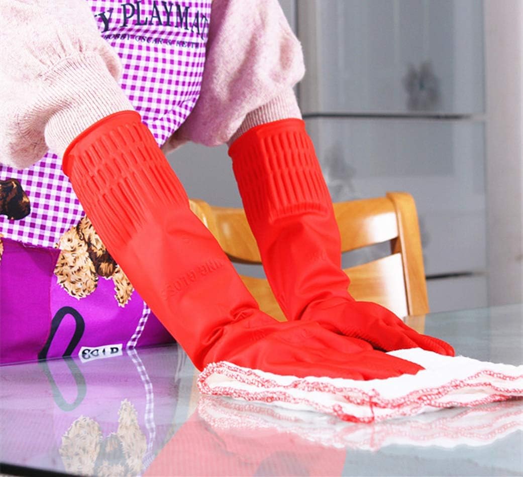 QTM Rubber Cleaning Gloves - Waterproof Reusable Dishwashing Gloves (1 Pair) - Perfect for Kitchen Cleaning, Dish Washing & Household Chores