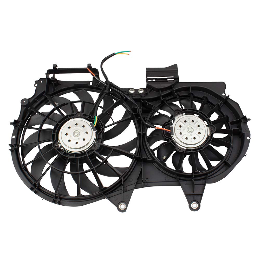 Brock Replacement Dual Cooling Fan Assembly for 2002-2009 Audi A4, A4 Quattro & A4 Cabriolet 4-Cylinder - Compatible with Part Numbers 8E0121207F & AU3115107 - Perfect for Engine Cooling System Repair & Maintenance