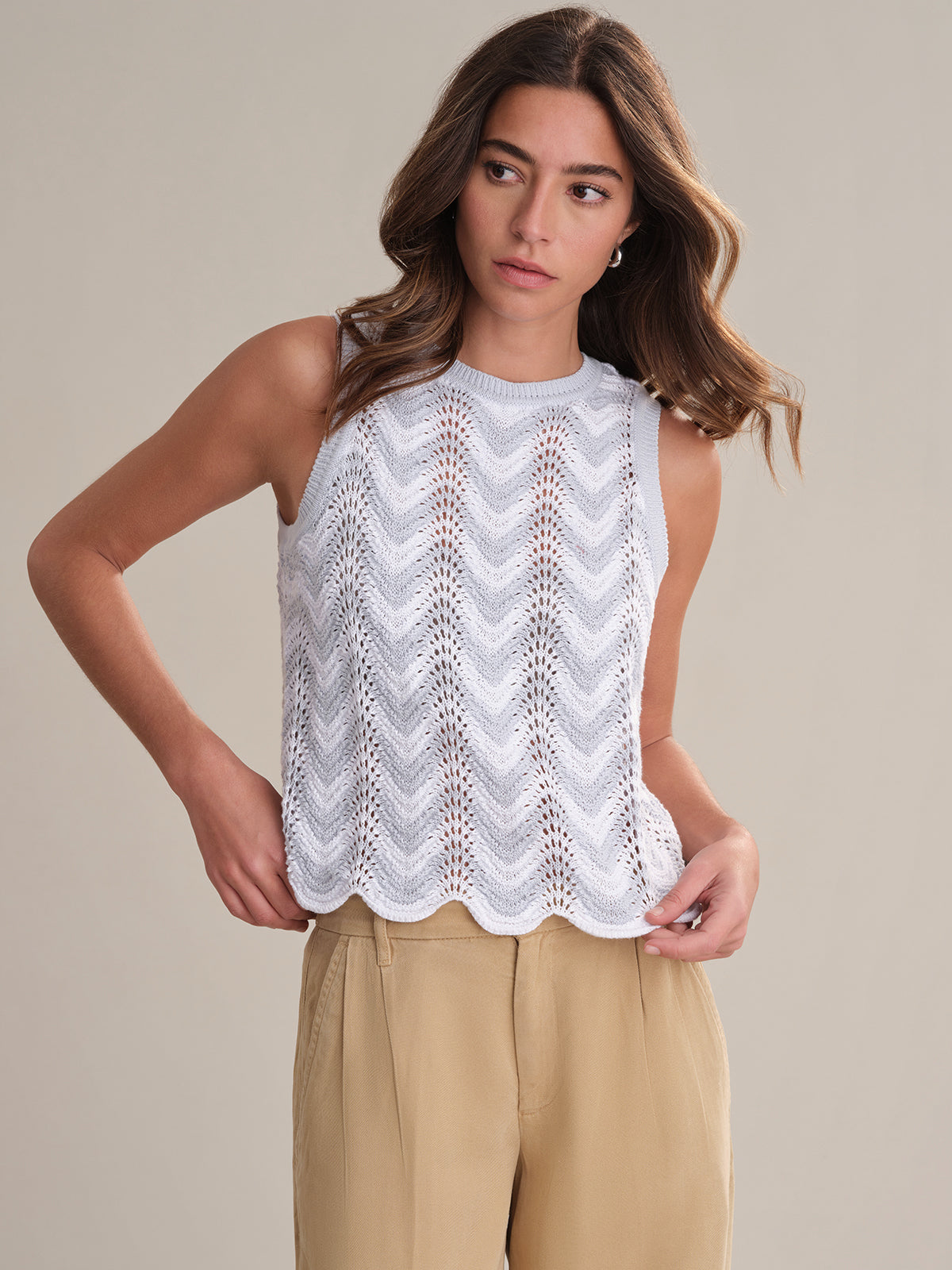 Kayla: Chevron Scallop Tank Top for Women - Trendy Summer Casual Wear for Beach, Yoga & Everyday Outfits