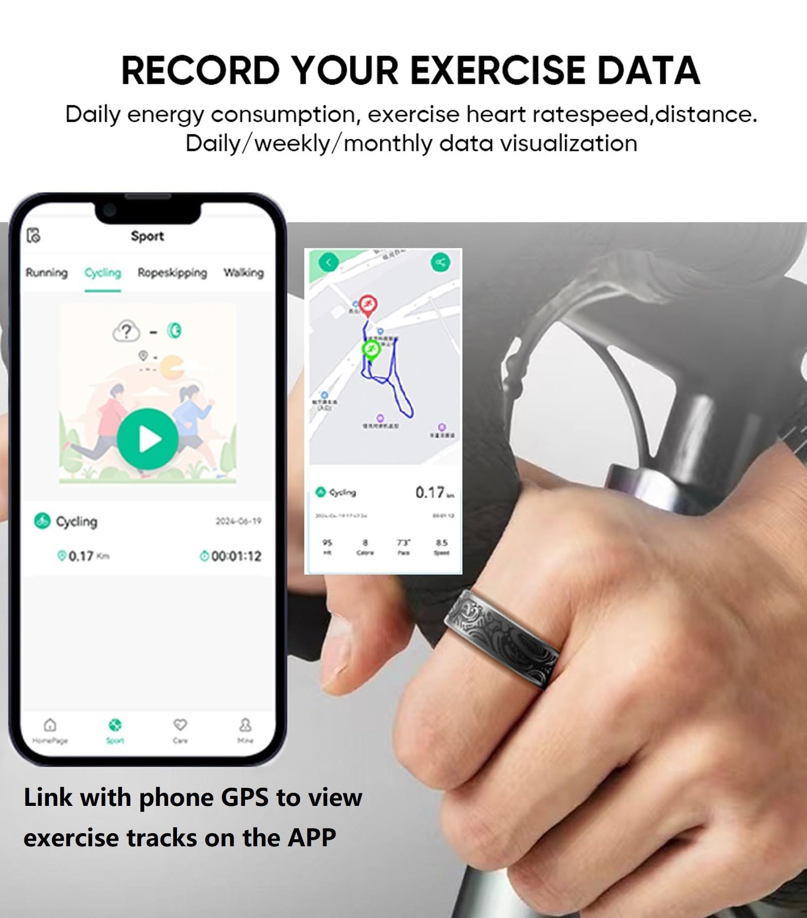 Smart Ring for Men & Women - Heart Rate Monitor, Blood Oxygen (SpO2) & Sleep Tracker - Fitness Tracker with Gesture Control, GPS Pedometer, Step & Calorie Counter - Waterproof Health Ring Compatible with iOS & Android Phones - Perfect for Workouts, Sleep Monitoring & Daily Activity Tracking