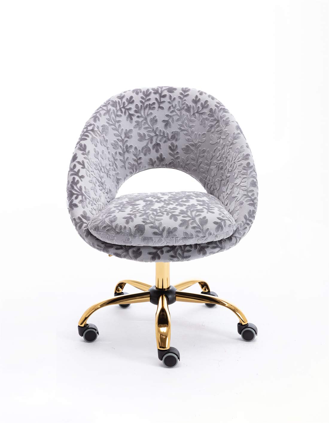 Ergonomic Swivel Office Chair with Adjustable Height & Armrests - Modern Fabric Task Chair for Computer Desk, Home Office, Living Room & Bedroom - Comfortable Work from Home & Gaming Chair (Gray)