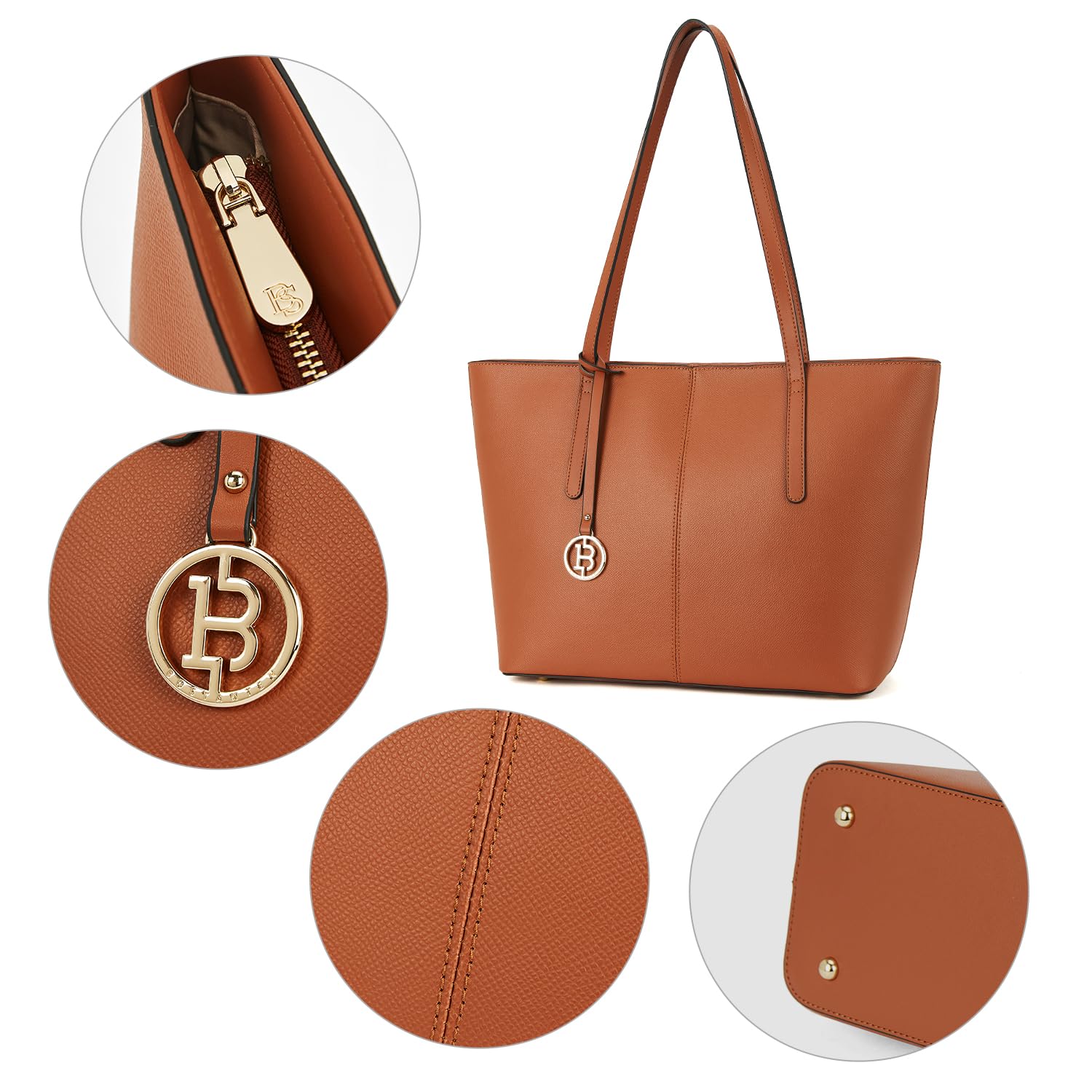 BOSTANTEN Genuine Leather Women's Tote Handbag - Stylish Shoulder Purse for Work, Travel & Everyday Use