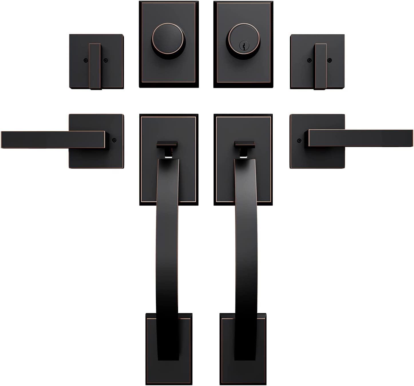 Heavy-Duty Double Door Lock Set with Deadbolt & Lever Handle - Adjustable Front Entrance Handle for Enhanced Security - Perfect for Homes, Offices & Commercial Buildings