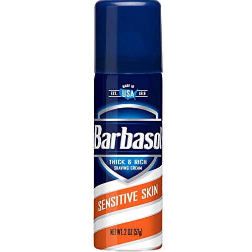 Barbasol Sensitive Skin Shaving Cream Travel Size (Pack of 6) - Gentle Foam for Men's Face & Body, Ideal for Airplane Carry-On & Gym Bag