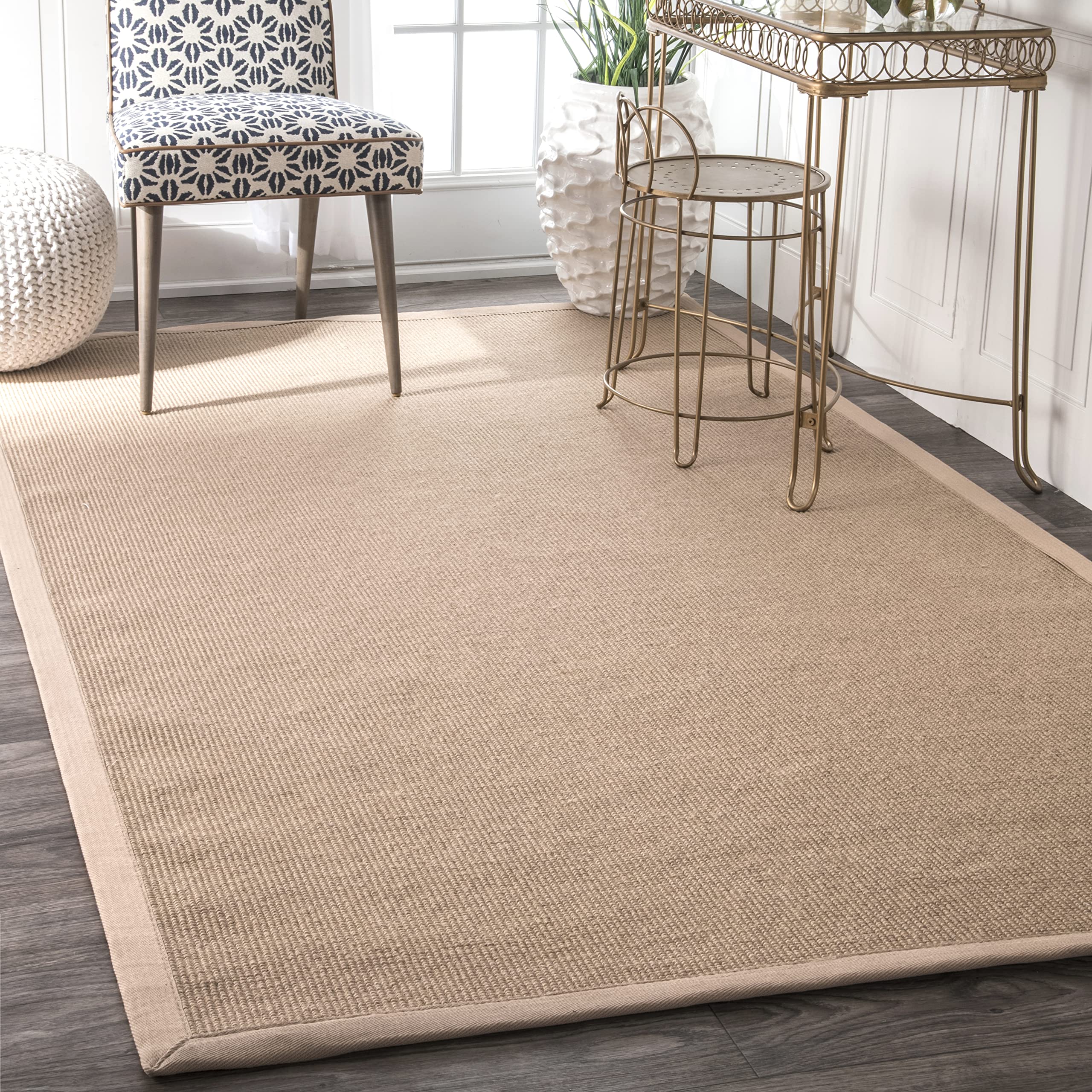 nuLOOM Machine Woven Laurel Jute Area Rug 10x14 Feet, Natural Beige - Perfect for Living Room, Bedroom & Home Decor