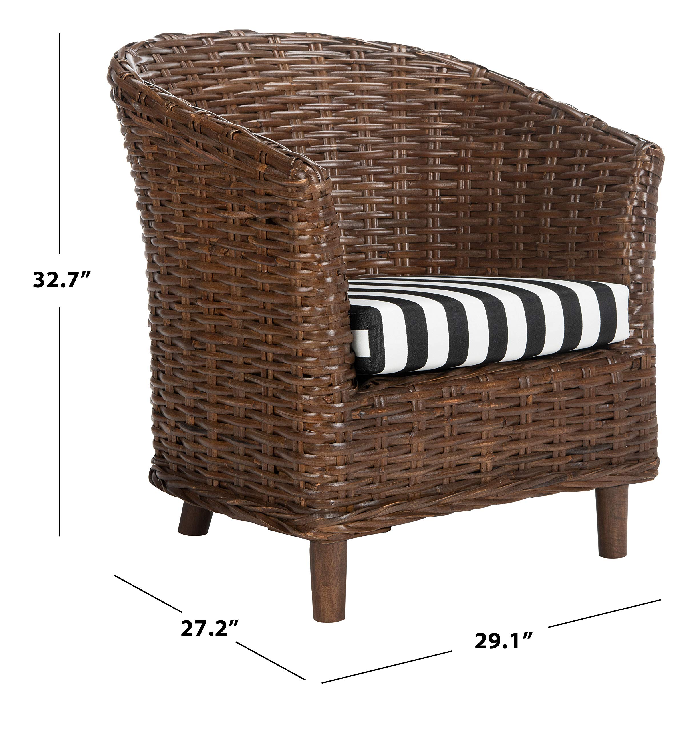SAFAVIEH Omni Honey Barrel Chair - Modern Accent Chair for Living Room, Bedroom & Office - Comfortable Upholstered Lounge Chair with Wooden Legs