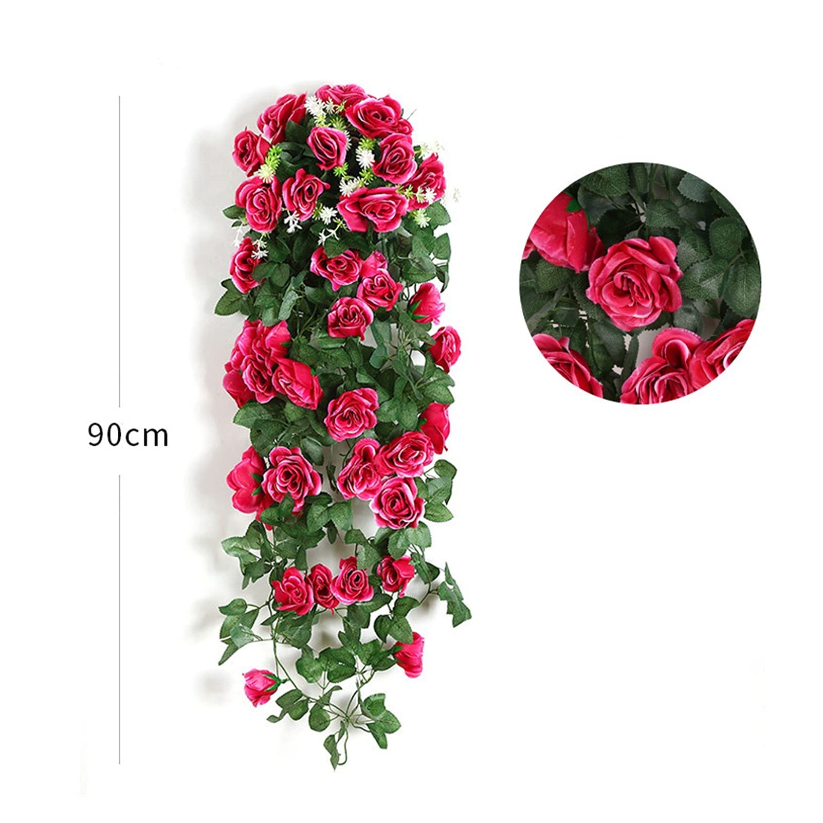 Artificial Rose Vine Wall Hanging - 1pc Champagne Rattan Flower Wreath for Home Decor, Wedding Centerpiece, and Party Backdrop | Elegant Faux Floral Arrangement for Living Room, Bedroom, or Garden Decoration