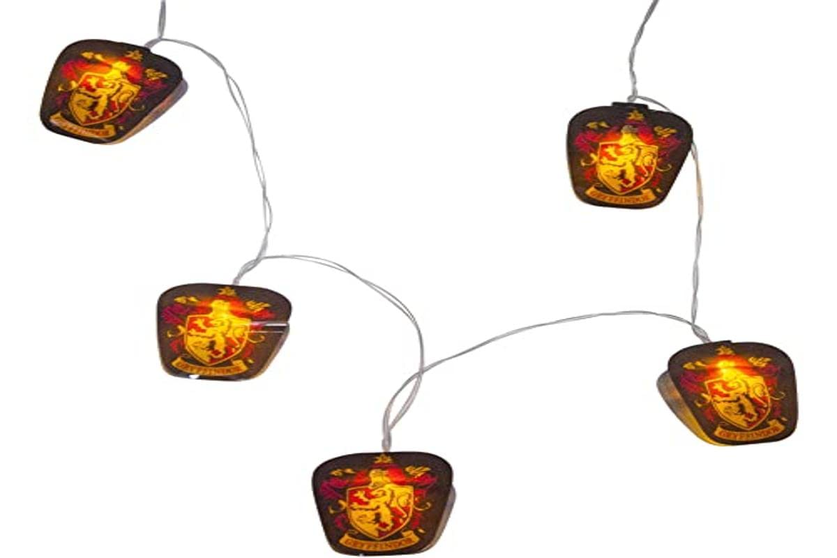 Harry Potter Gryffindor 2D String Lights - 20 LED Multicolor Fairy Lights for Bedroom Decor, Party, Christmas, Halloween - Officially Licensed Hogwarts House Themed Lights