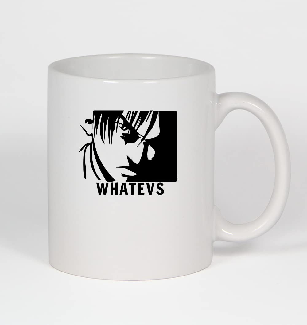 Whatevs Anime A - 11oz Ceramic White Coffee Mug with Handle - Perfect for Tea, Hot Chocolate & Office Use - Cute Gift for Anime Fans