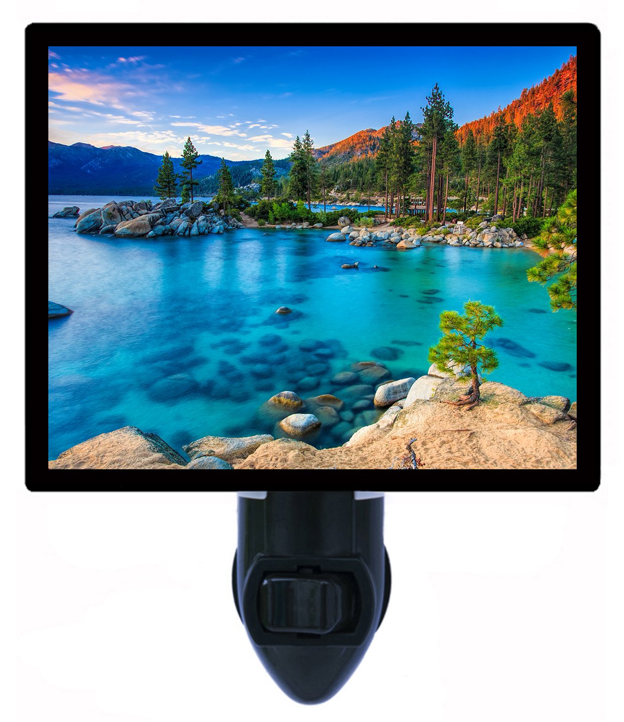 Lake Tahoe Landscape LED Night Light - California & Nevada Inspired Rocks Design for Bedroom, Nursery, or Hallway