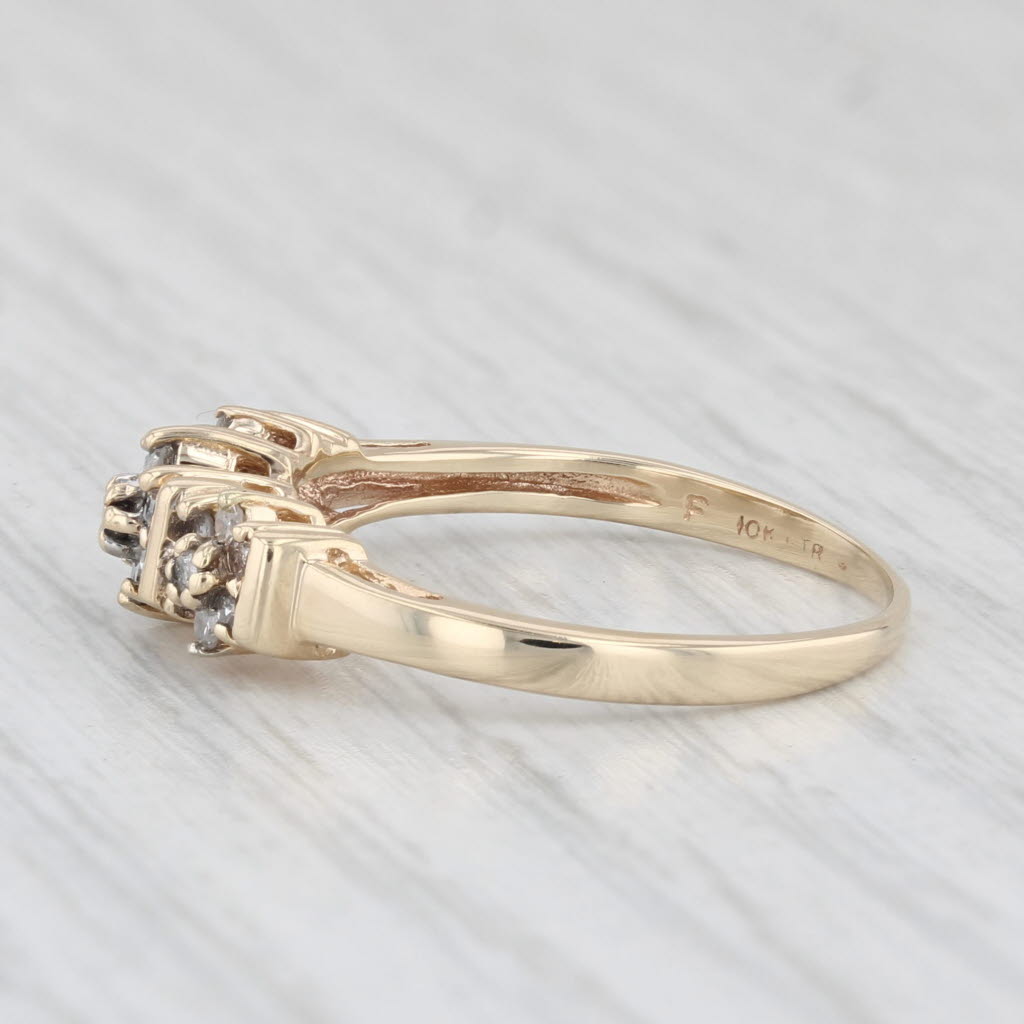 0.15ctw Diamond Flower Cluster Ring 10k Yellow Gold Size 7 - Elegant Stackable Engagement Ring for Women - Perfect for Proposals, Anniversaries & Everyday Wear