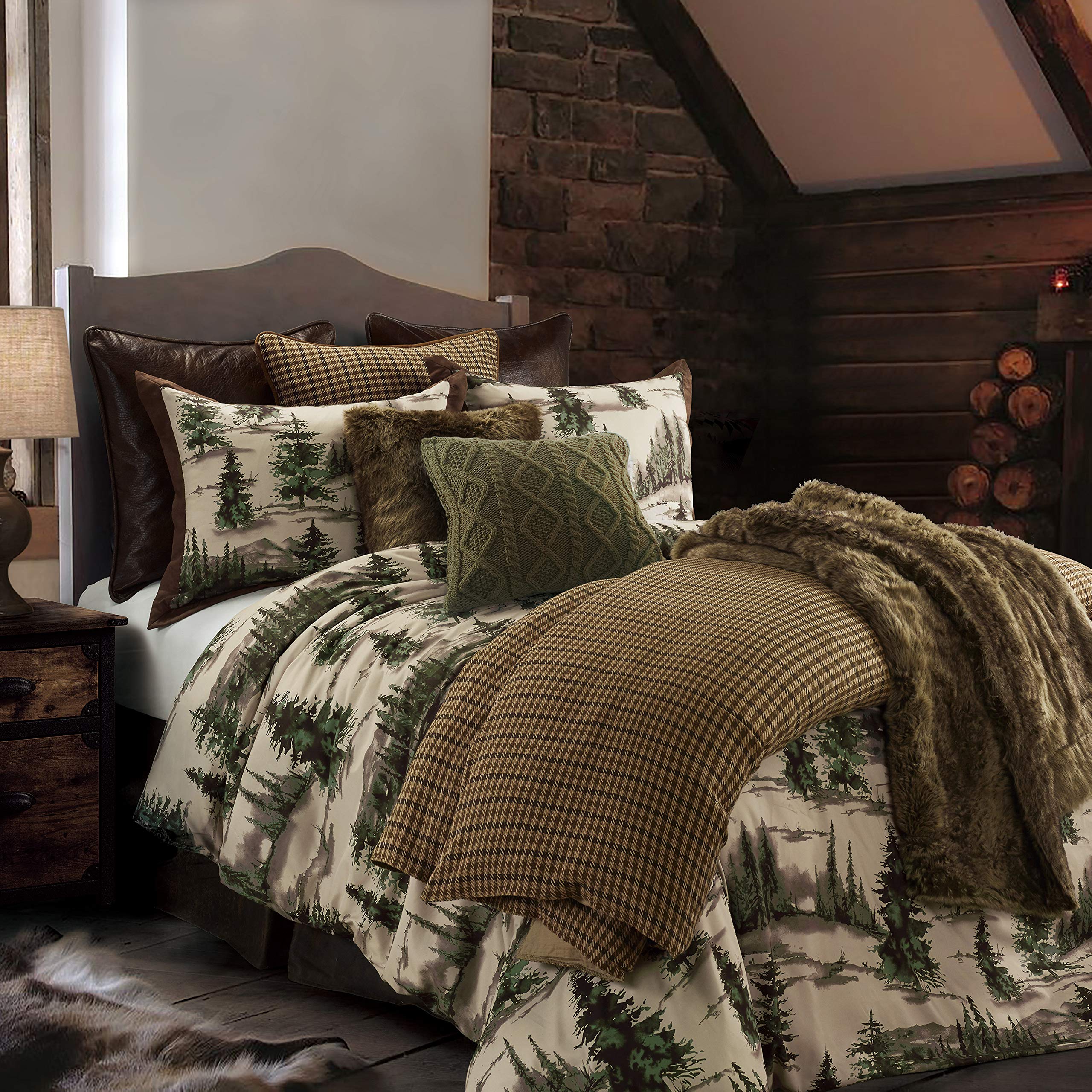 HiEnd Accents Joshua 3-Piece Lodge Comforter Set with Pillow Shams - Queen Size Forest Woods Bedding, Pine Trees Design, Woodland Nature Western Rustic Style | Perfect for Cabin Retreats, Hunting Lodges & Cozy Bedroom Decor