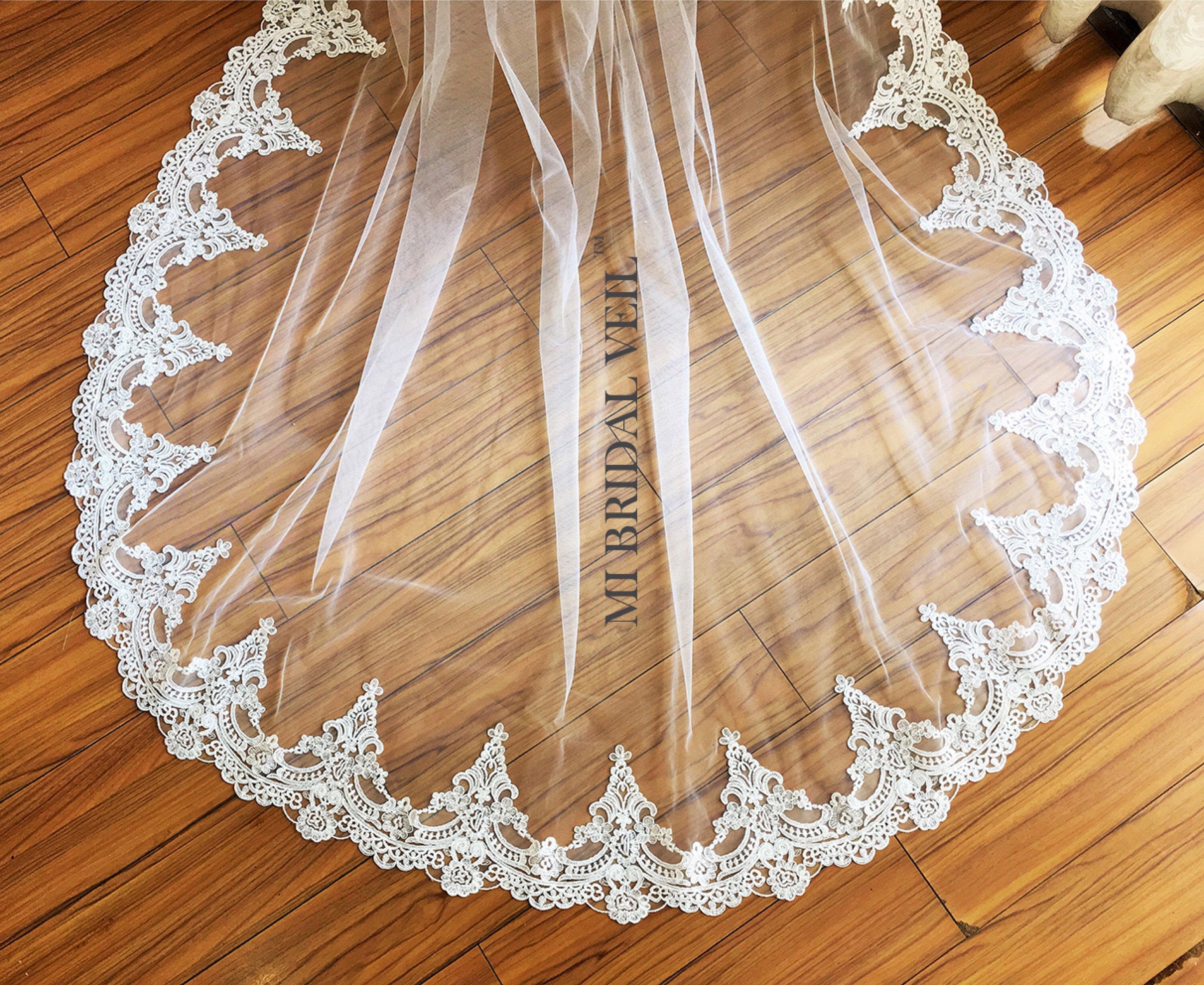 Elegant Edwardian Inspired Cathedral Lace Wedding Veil with Elbow Length - Perfect for Bridal Gowns, Vintage Weddings & Formal Ceremonies