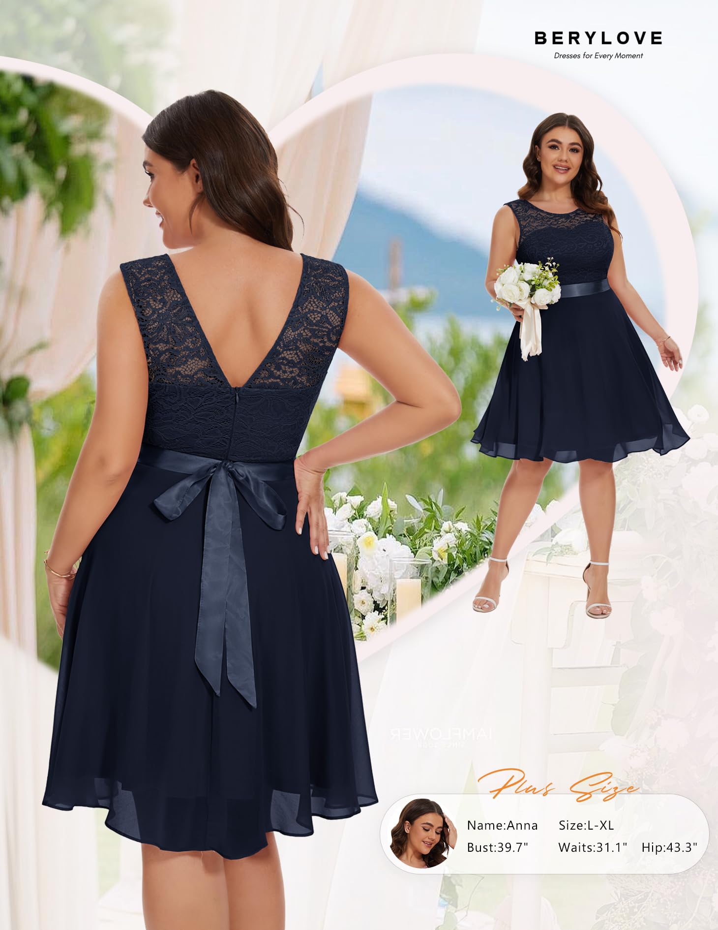 BeryLove Women's Short Prom Dress Lace Formal Gown - Elegant Wedding Guest, Cocktail Party & Bridesmaid Dress for Special Occasions | Perfect for Evening Events, Dinners & Celebrations